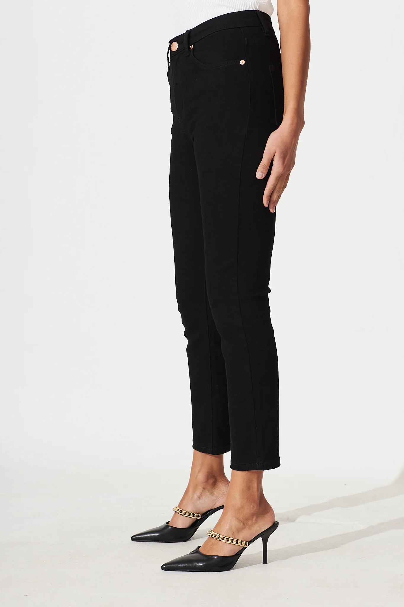 Ace Mid Rise Straight Leg Jean In Black Denim - Image 5