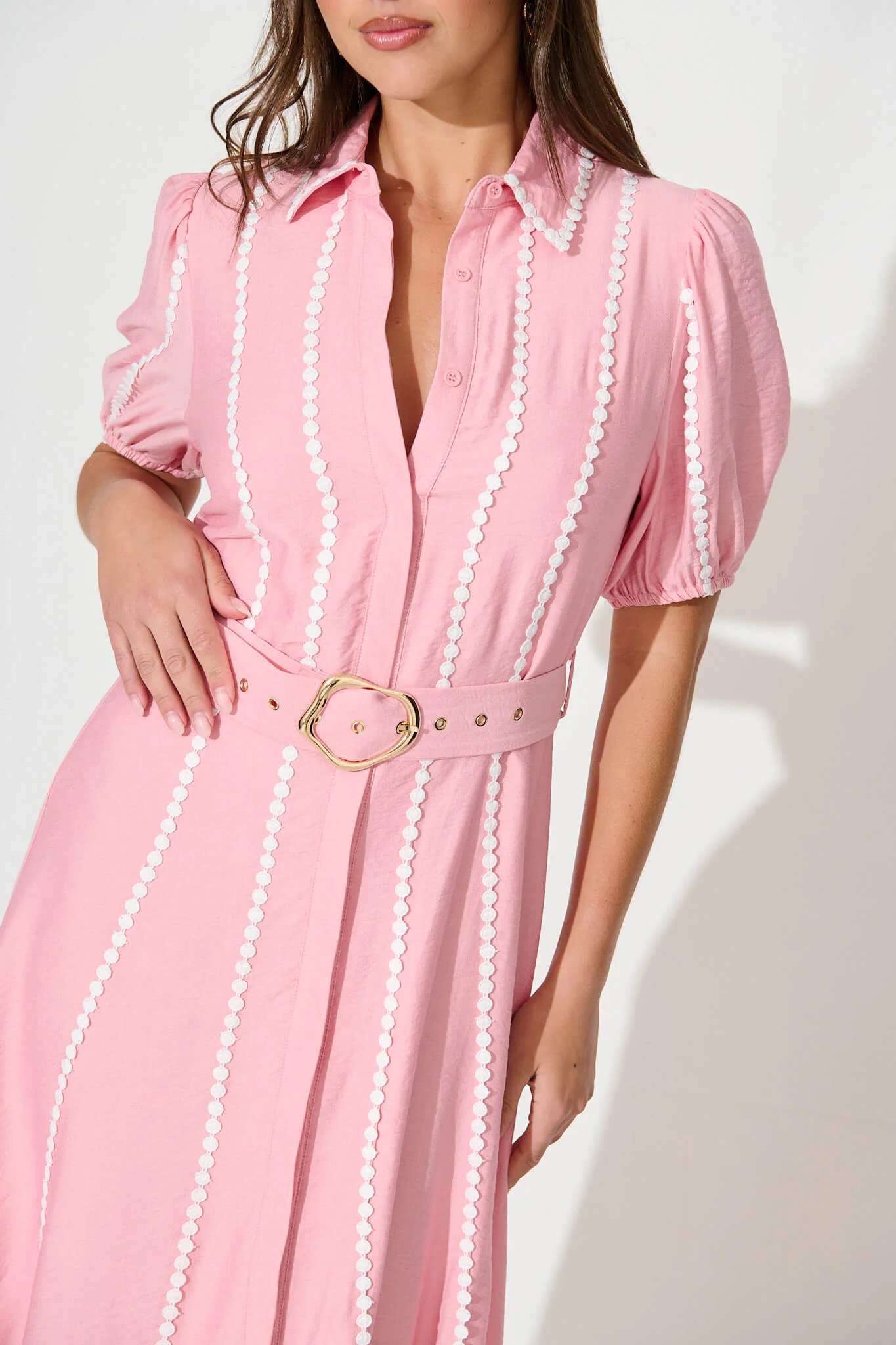 Adore Maxi Shirt Dress In Pink - Image 5