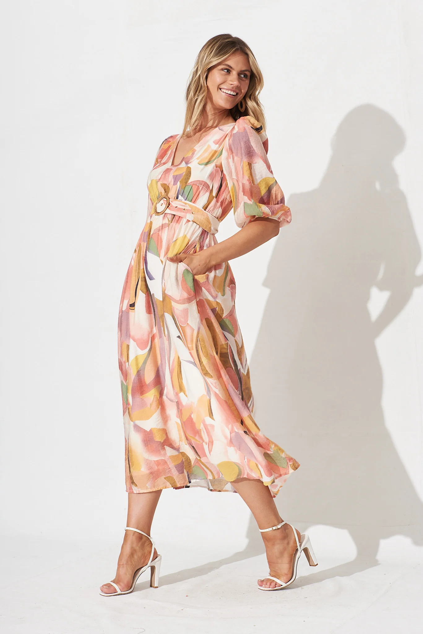 Adrina Maxi Dress In White With Multi Floral - Image 3
