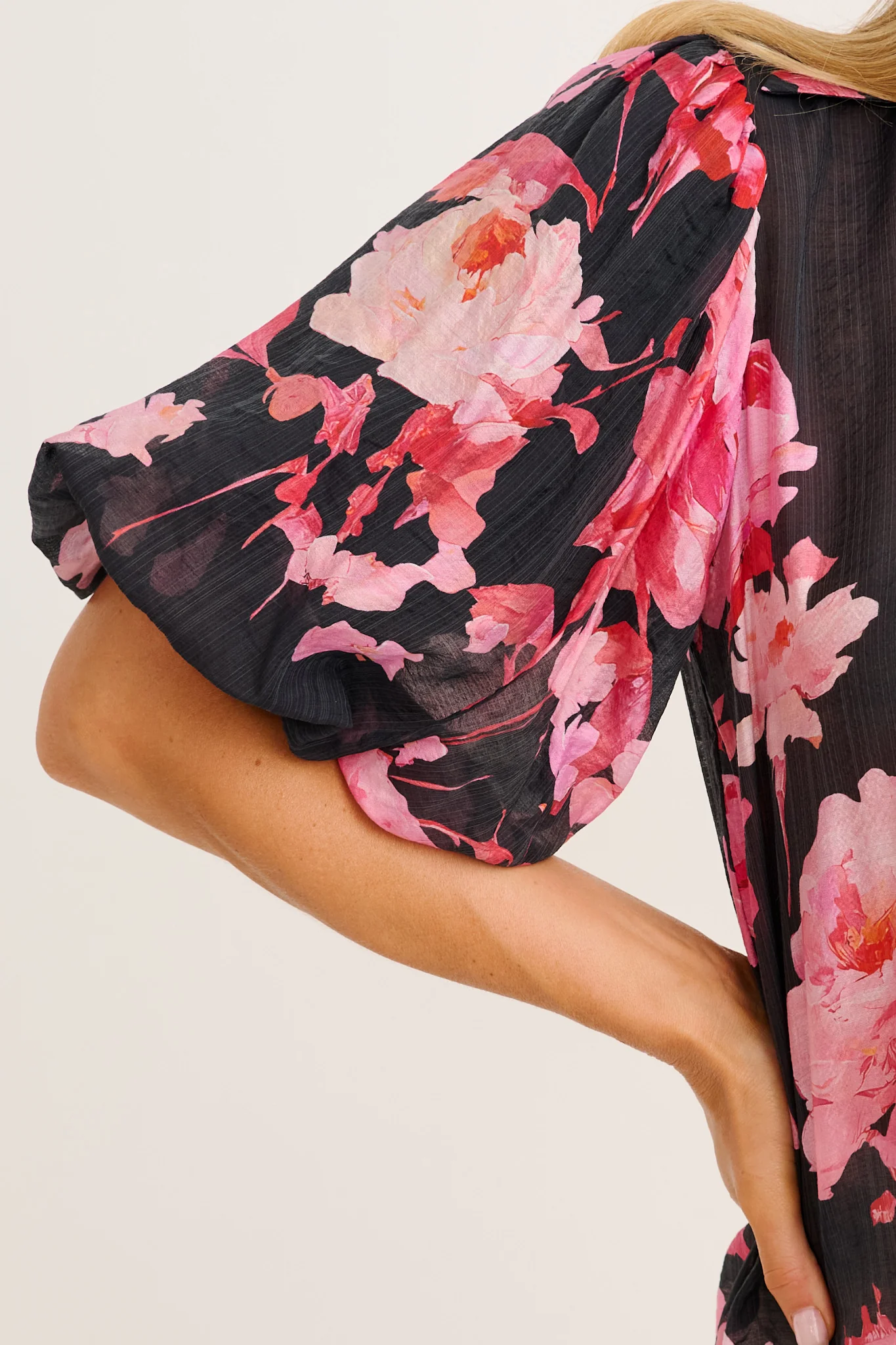 Aeryn Shirt in Black with Pink Floral - Image 5