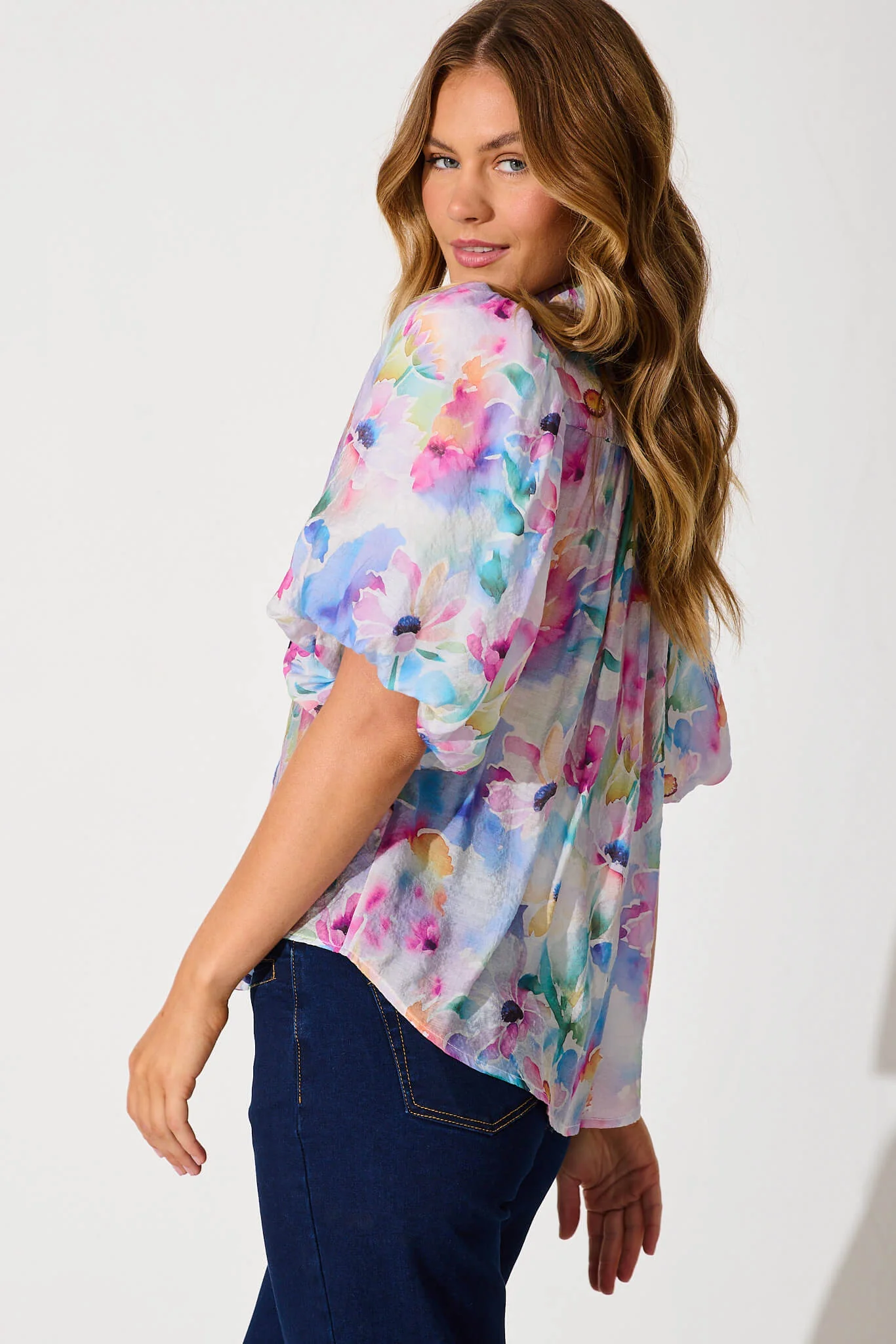 Aeryn Shirt In Pastel Watercolour Floral - Image 9