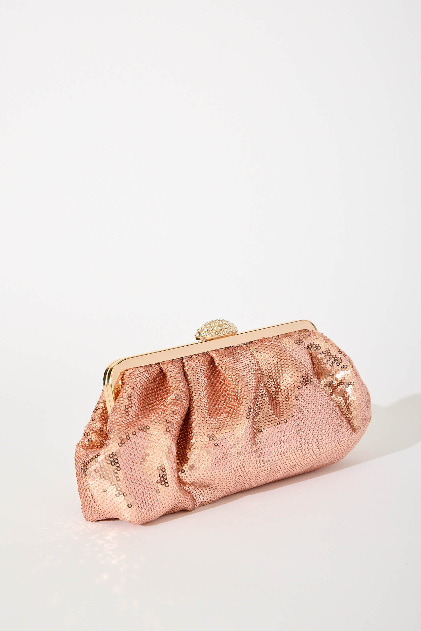 Aida Clutch Bag In Rose Gold Sequin - Image 5