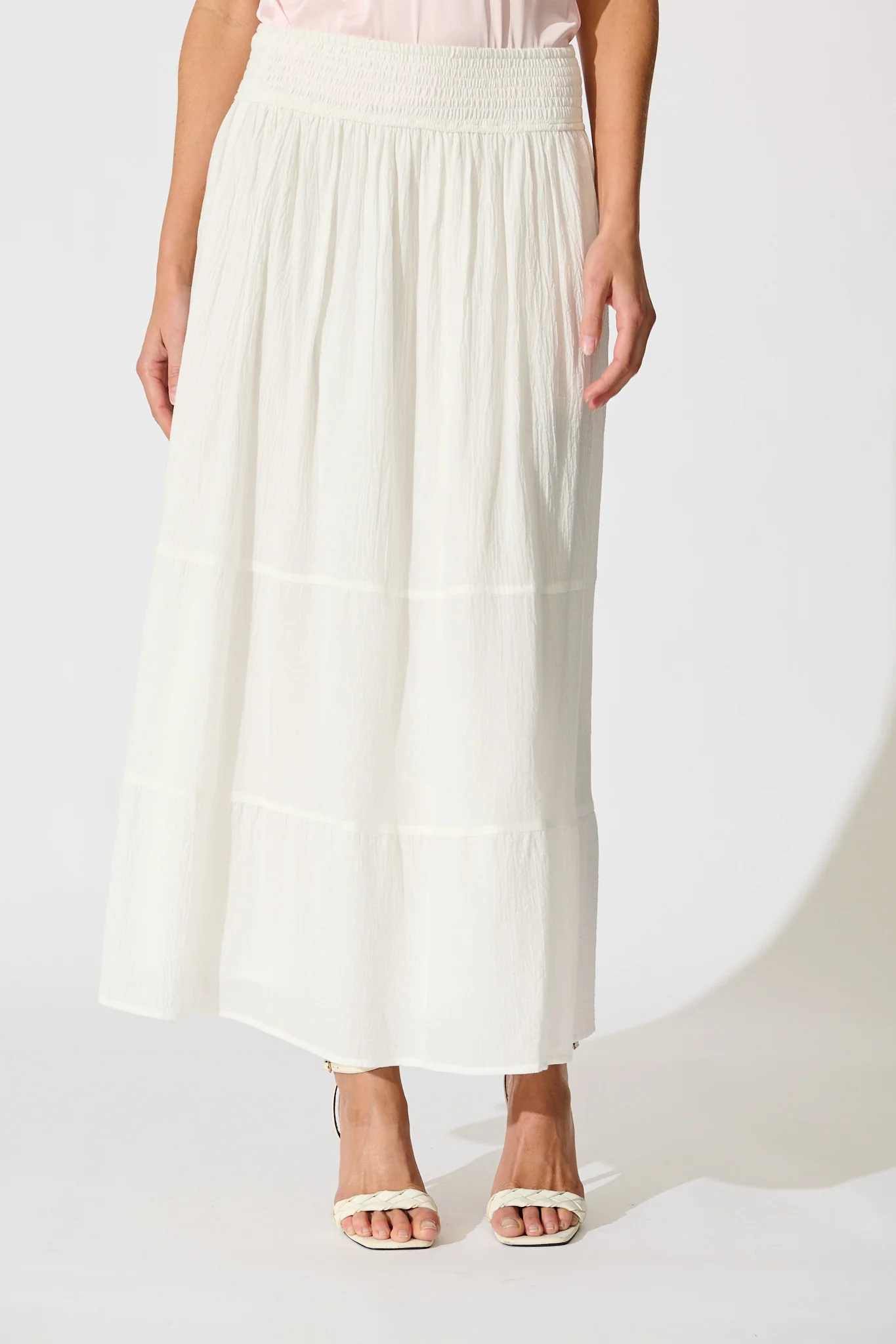 Aina Maxi Skirt in White Cotton - Image 3