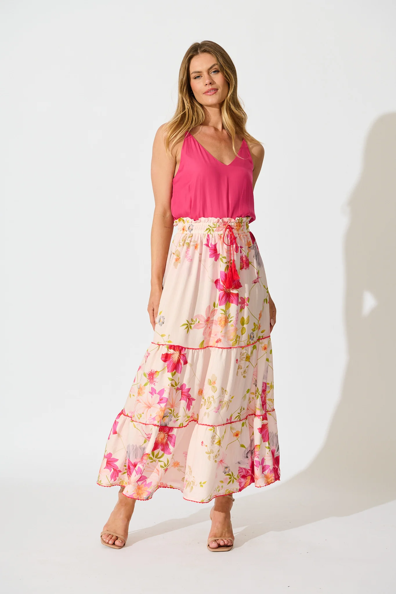 Aino Maxi Skirt in Light Blush Floral - Image 4
