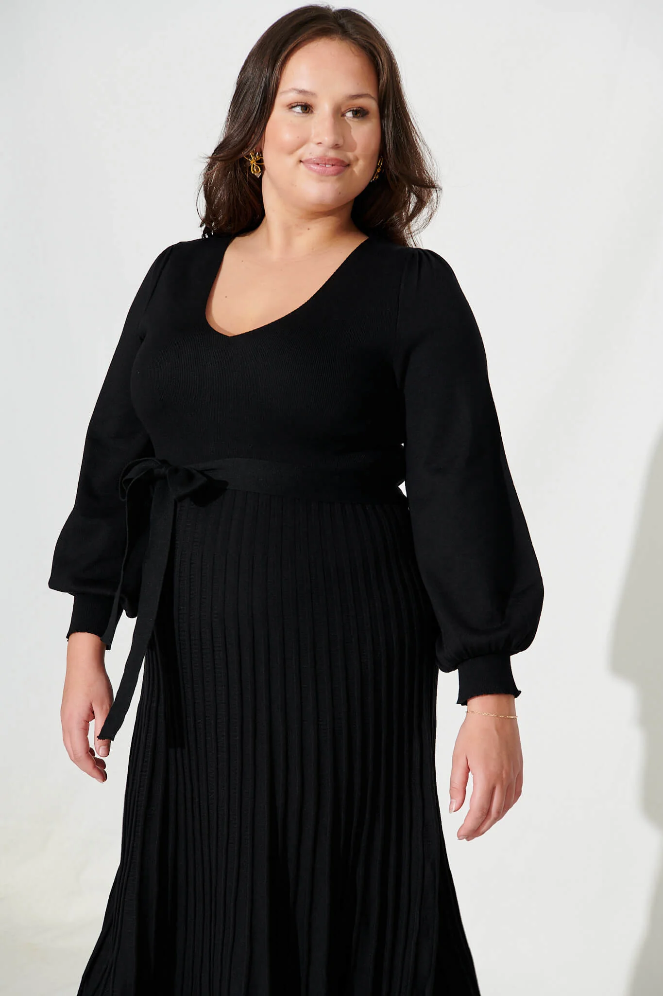 Albi Midi Knit Dress In Black Cotton Blend - Image 6