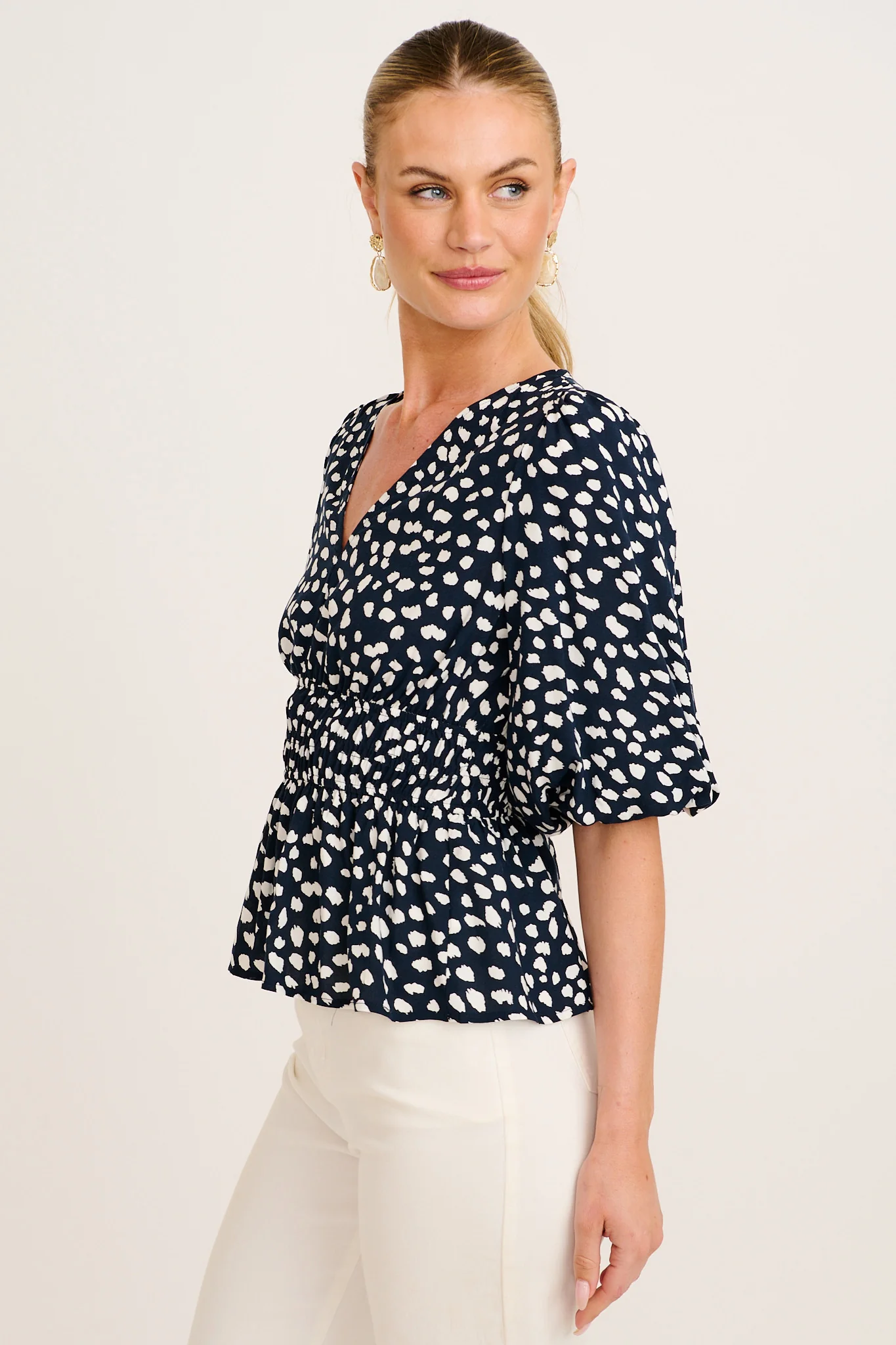 Aleda Top in Navy with White Speckle - Image 2