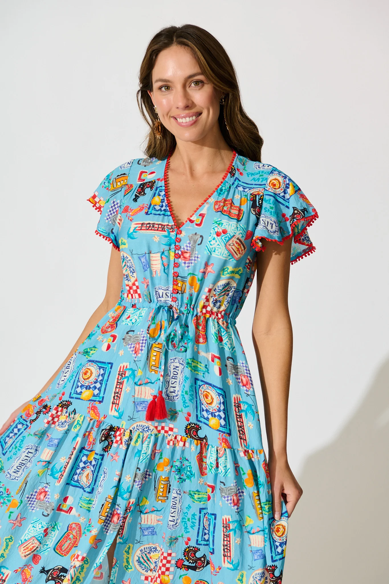 Alice Maxi Dress in Blue Multi Conversational Print - Image 2