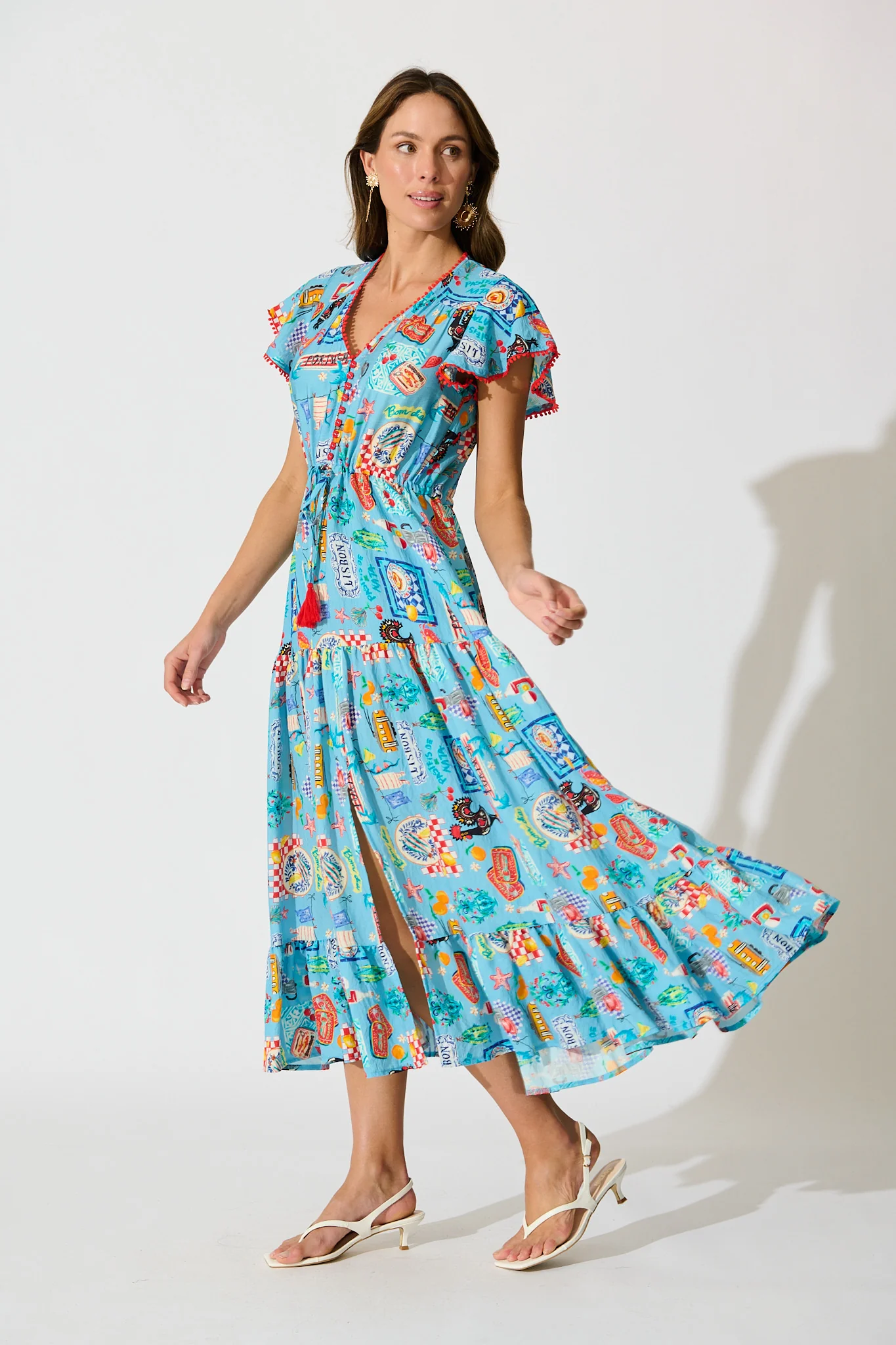 Alice Maxi Dress in Blue Multi Conversational Print - Image 3