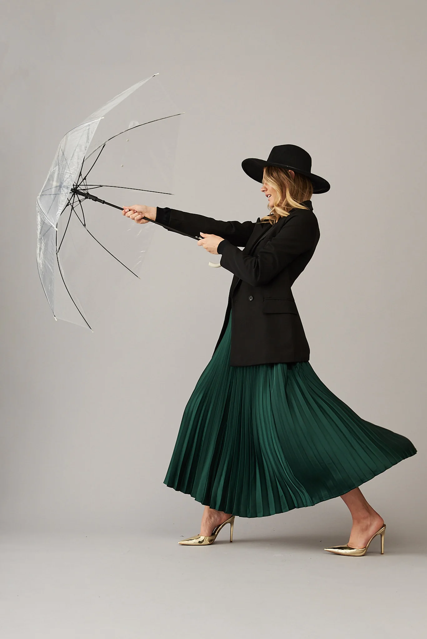 Allison Midi Pleat Skirt In Emerald Satin - Image 13