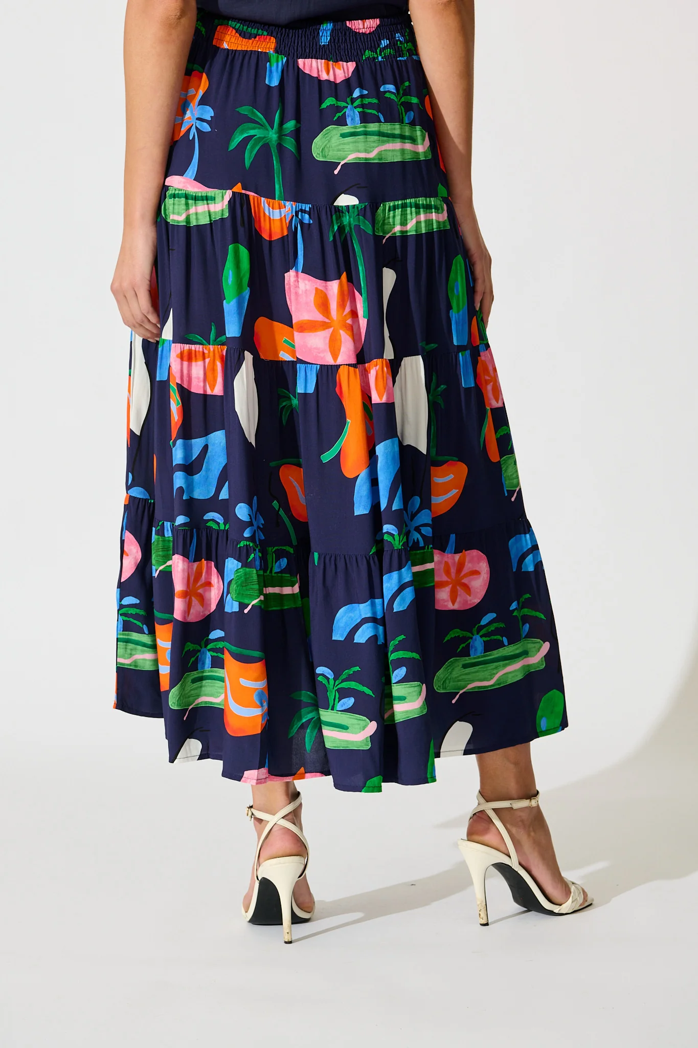 Amadi Maxi Skirt in Navy with Multi Print - Image 3