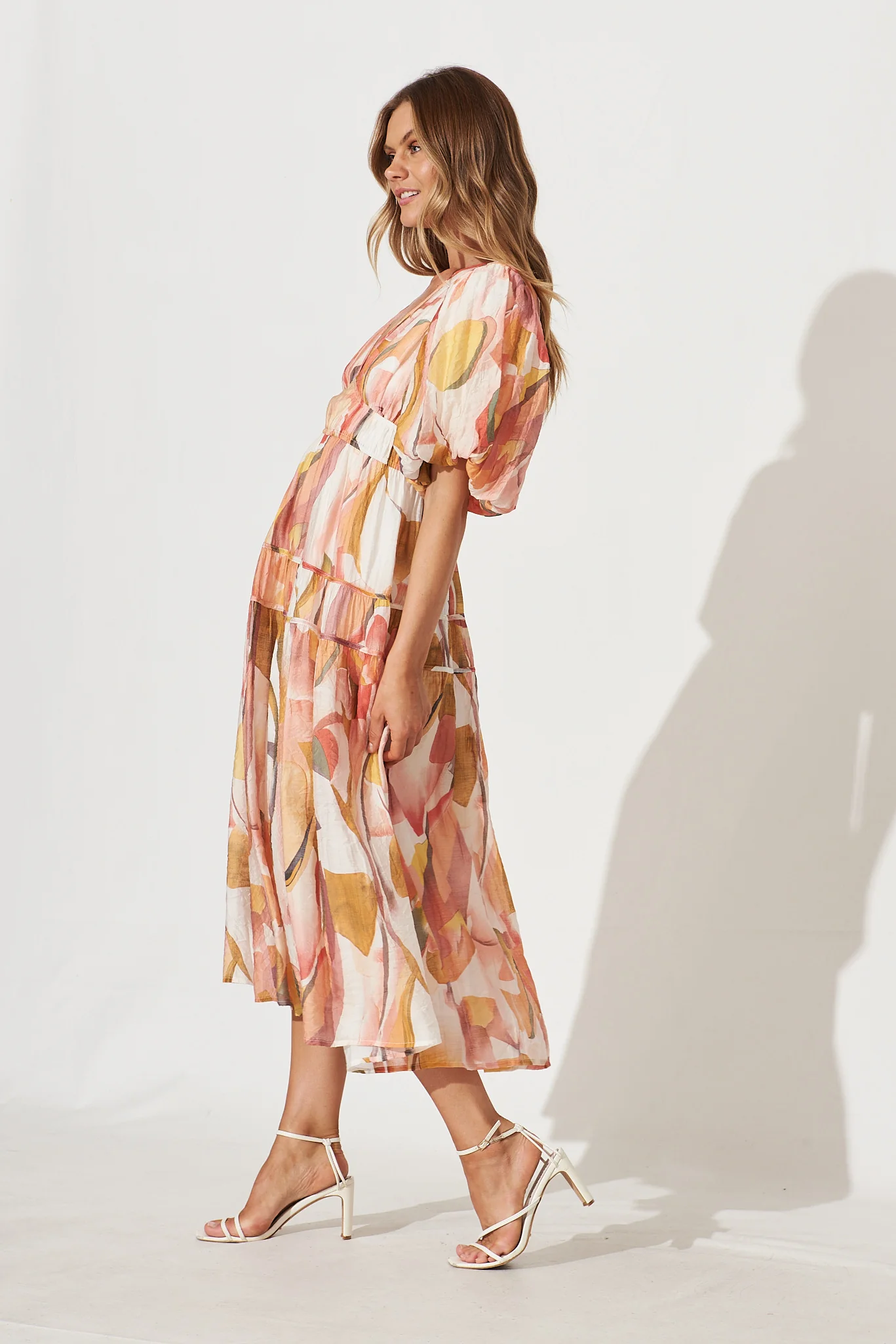 Amalie Midi Dress In White With Multi Floral - Image 4