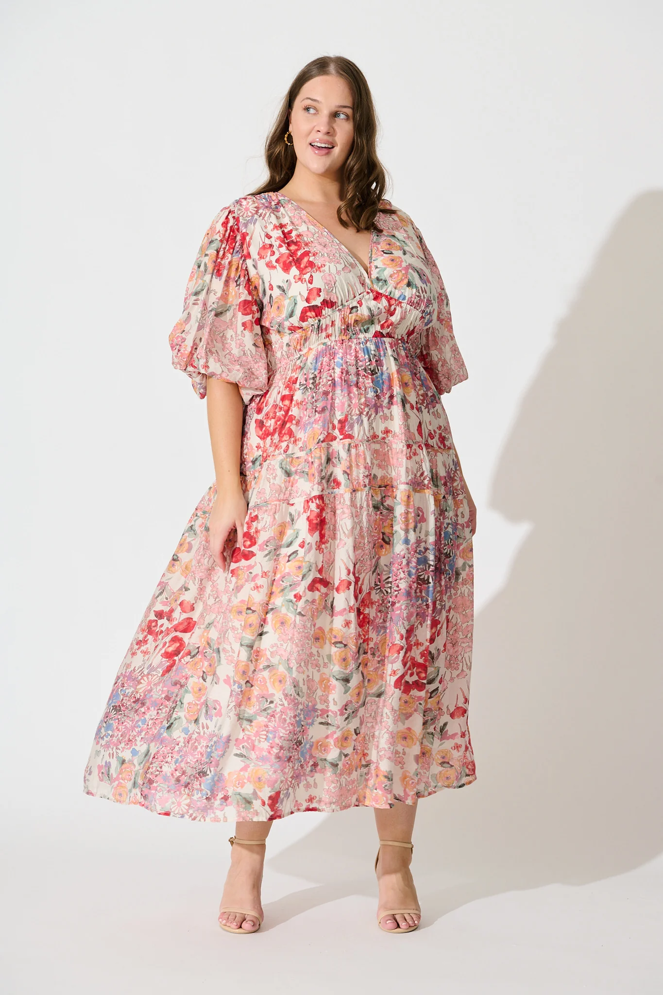 Amalie Midi Dress In Blush Multi Floral - Image 7