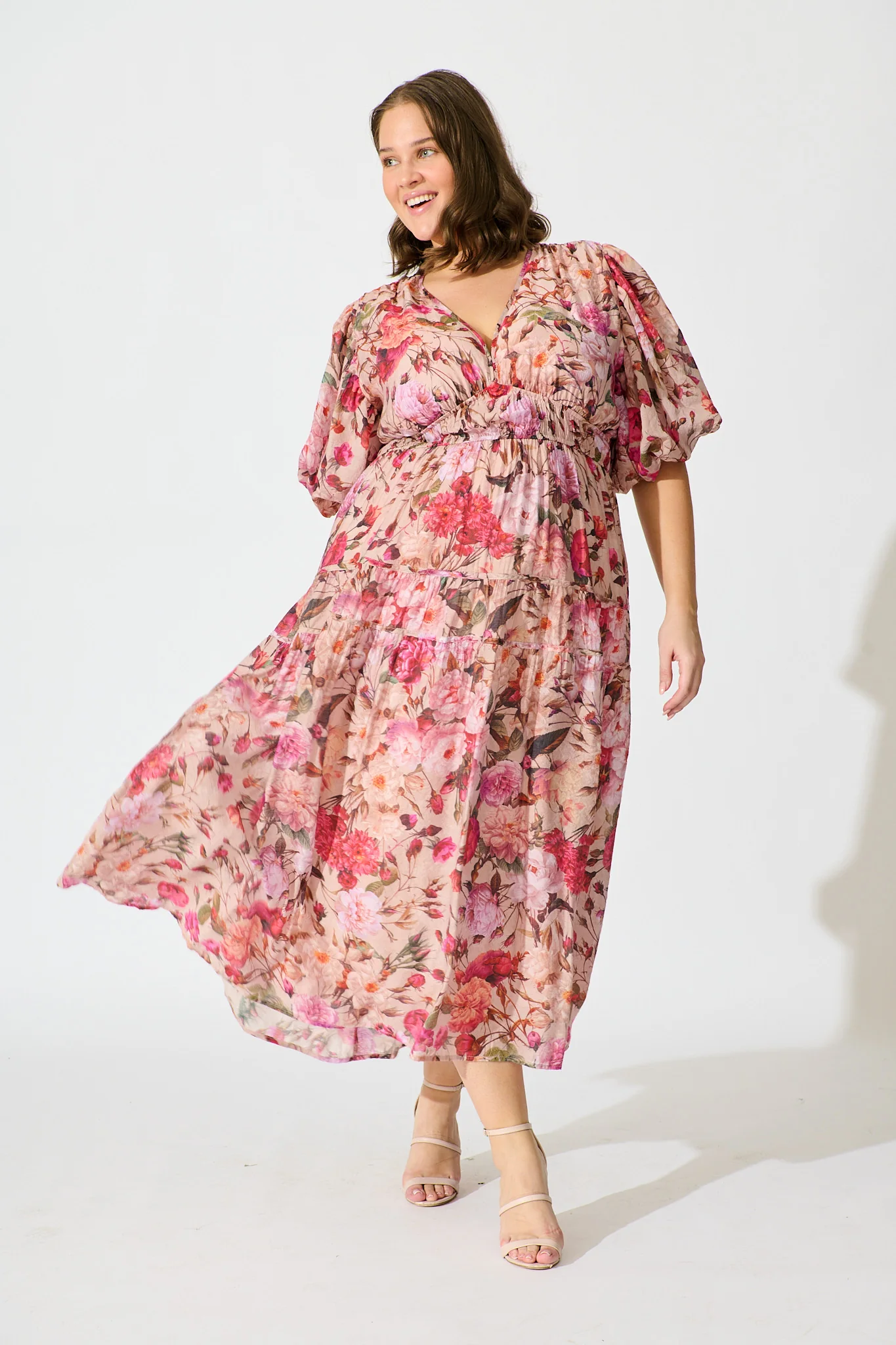 Amalie Midi Dress In Vintage Blush Floral Print - Image 7