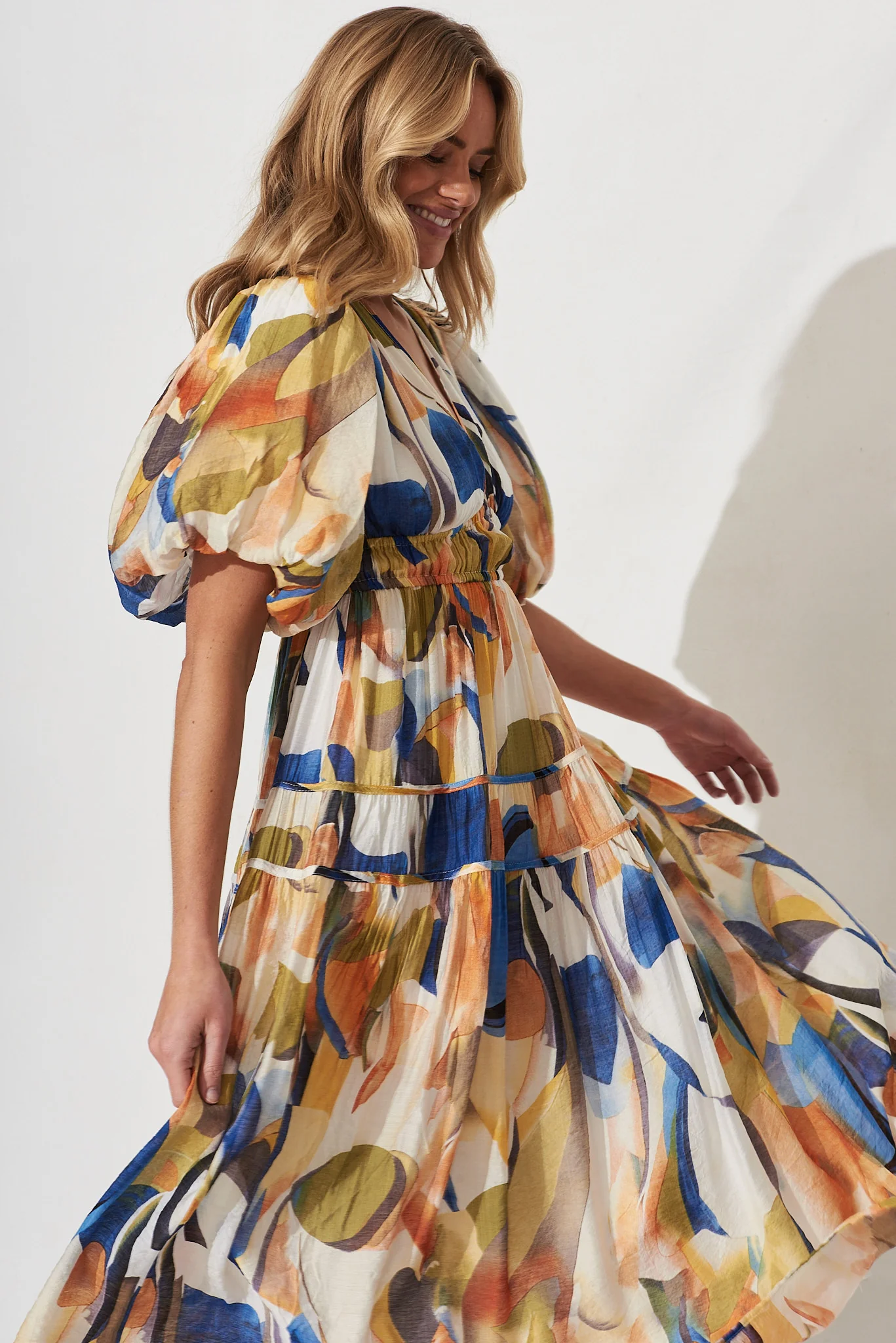 Amalie Midi Dress In White With Multi Print - Image 5