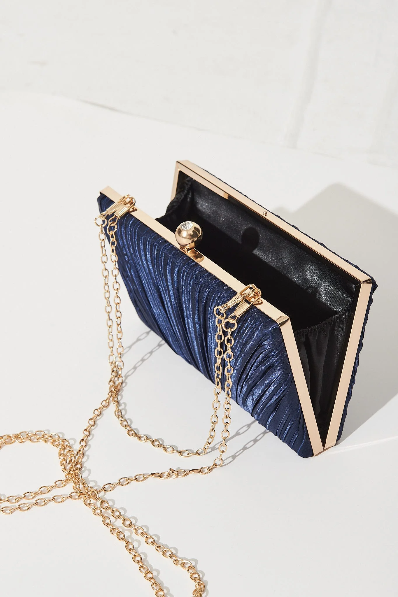 Amina Clutch Bag In Navy - Image 6