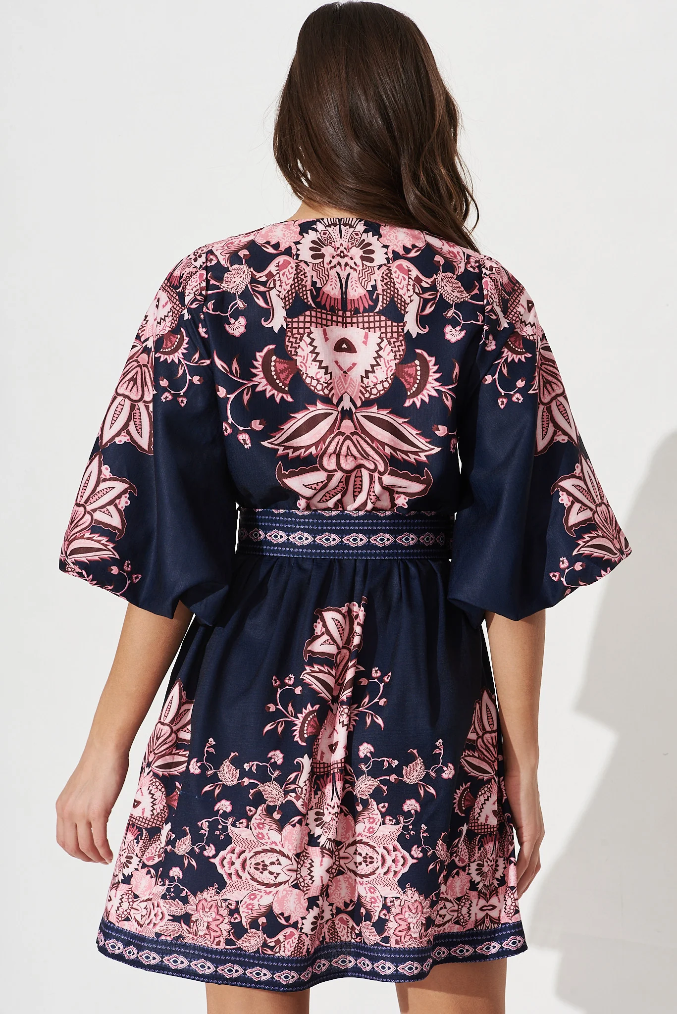Amira Shirt Dress In Navy With Blush Floral - Image 4