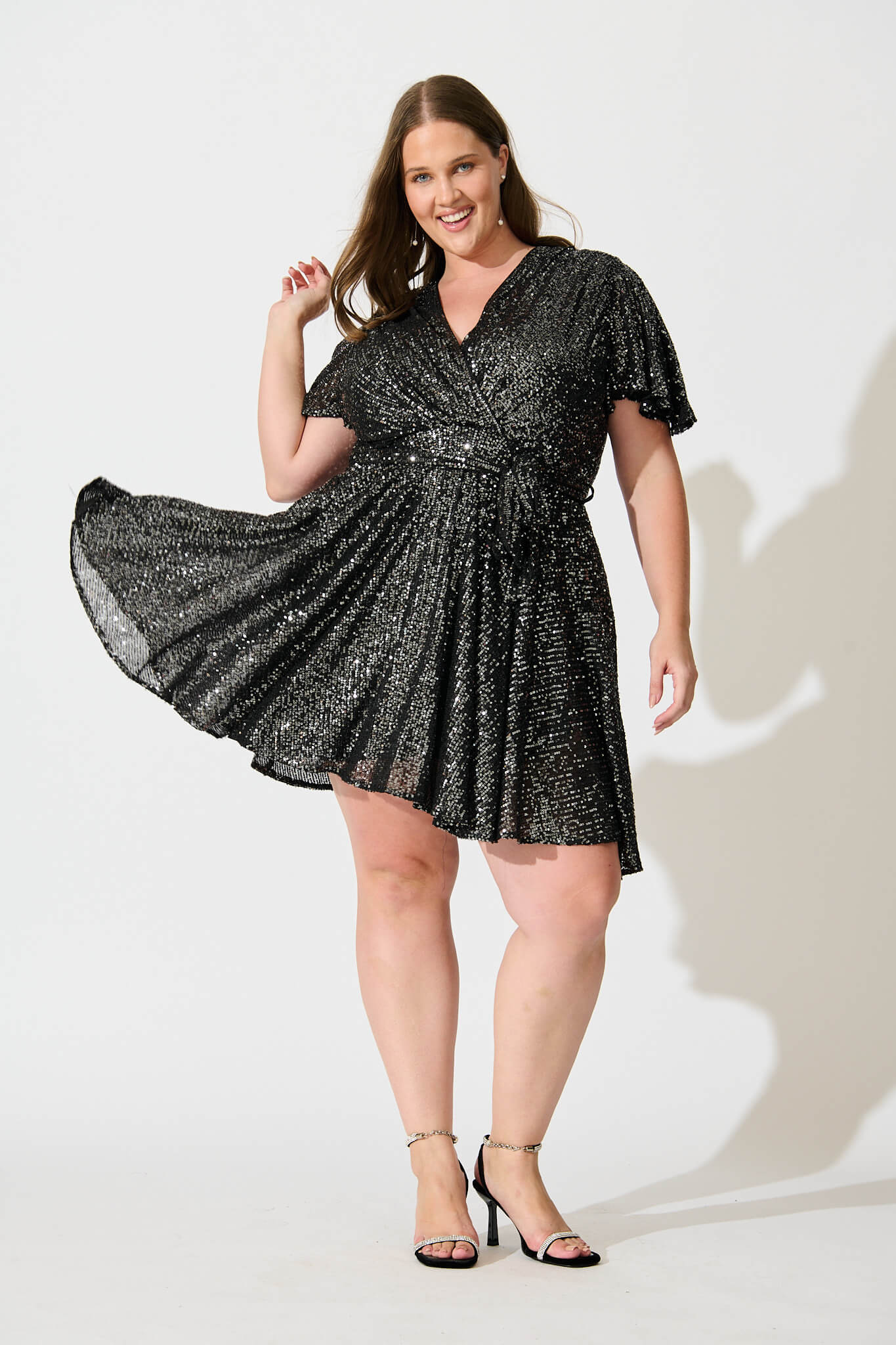 Amoretto Dress In Pewter Sequin - Image 7