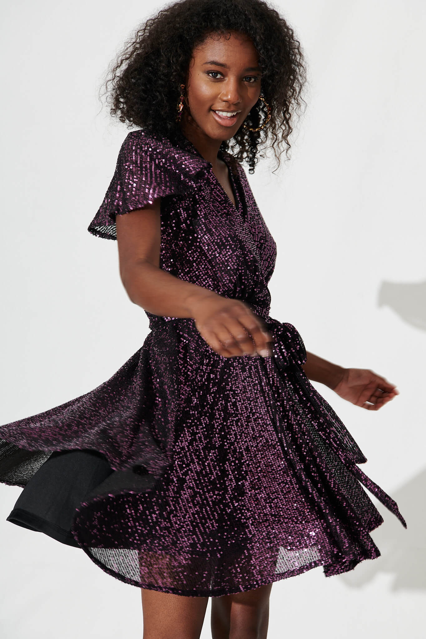 Amoretto Dress In Wine Sequin - Image 7
