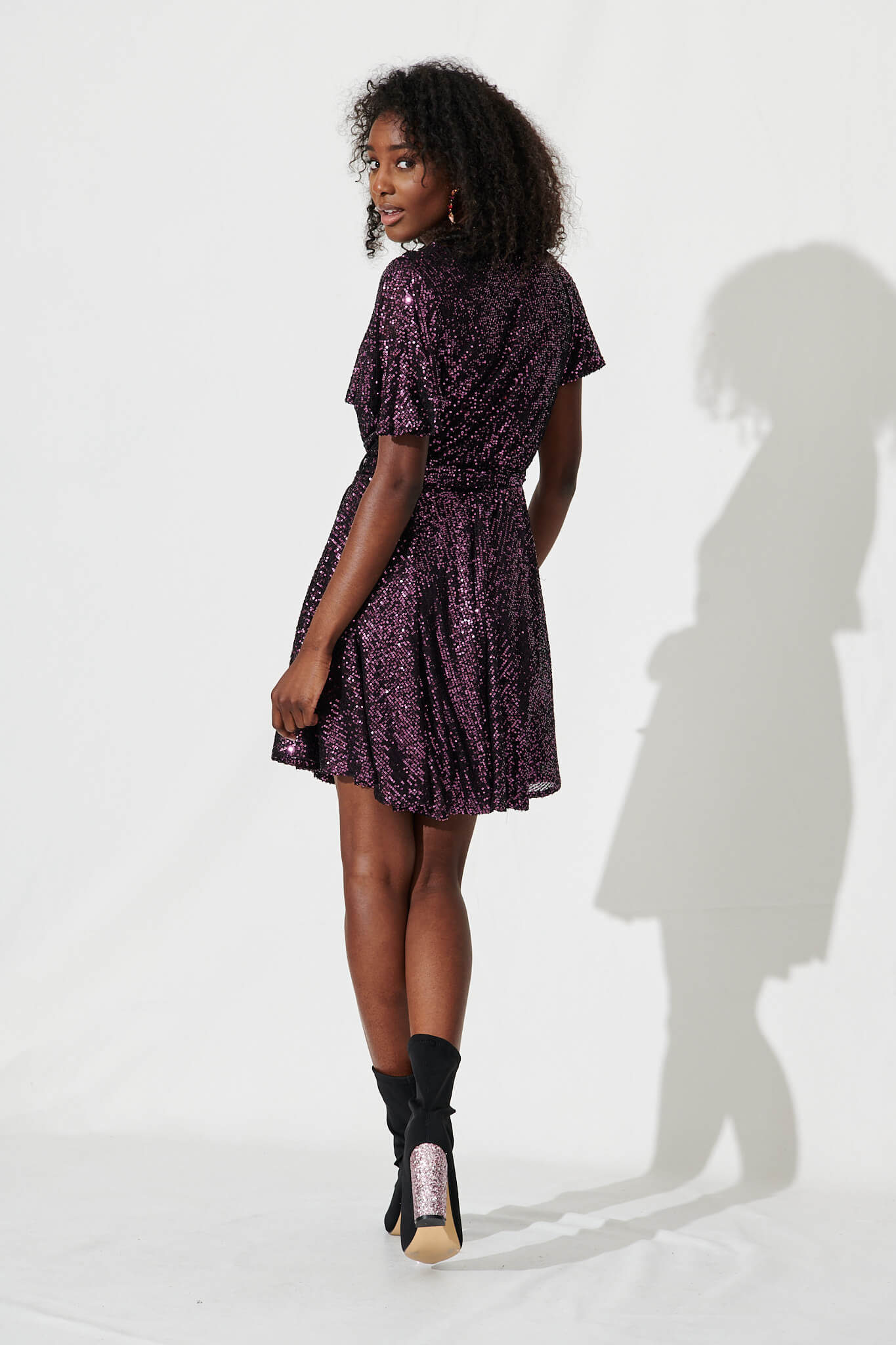 Amoretto Dress In Wine Sequin - Image 9