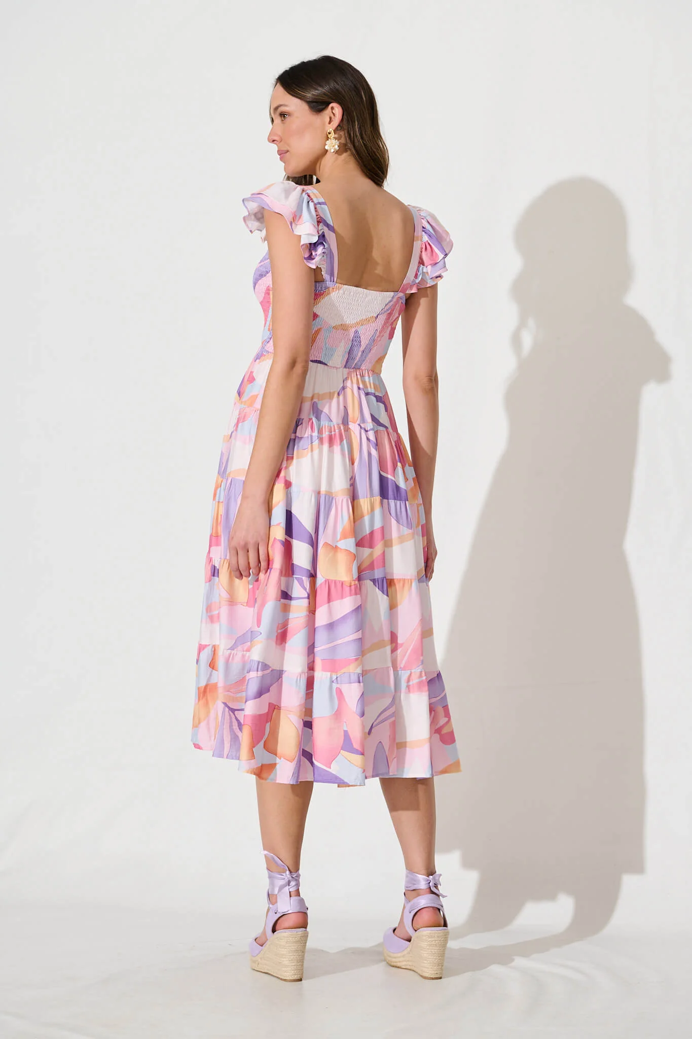 Anastasia Midi Dress in Lilac and Multi Print - Image 4