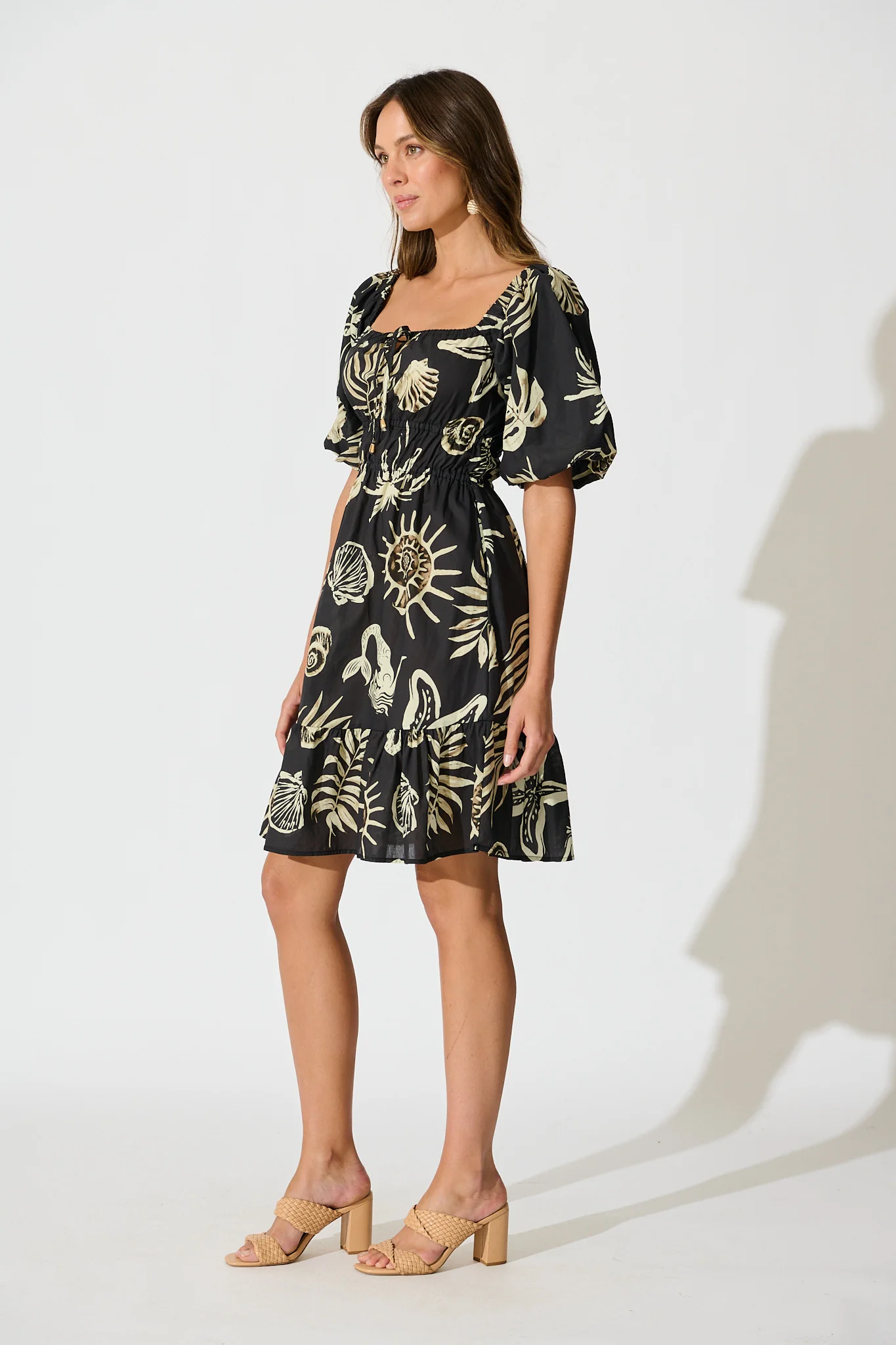 Andretta Dress in Black and White Sea Shell Cotton - Image 3