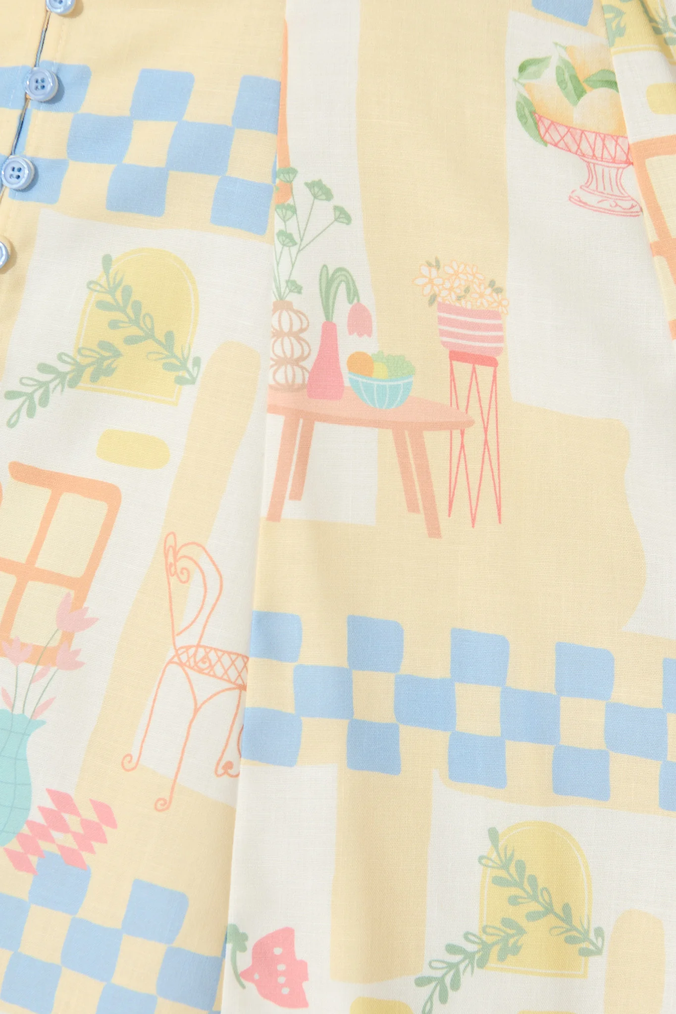 Anelli Dress in Yellow Multi Lemon Linen Blend - Image 6