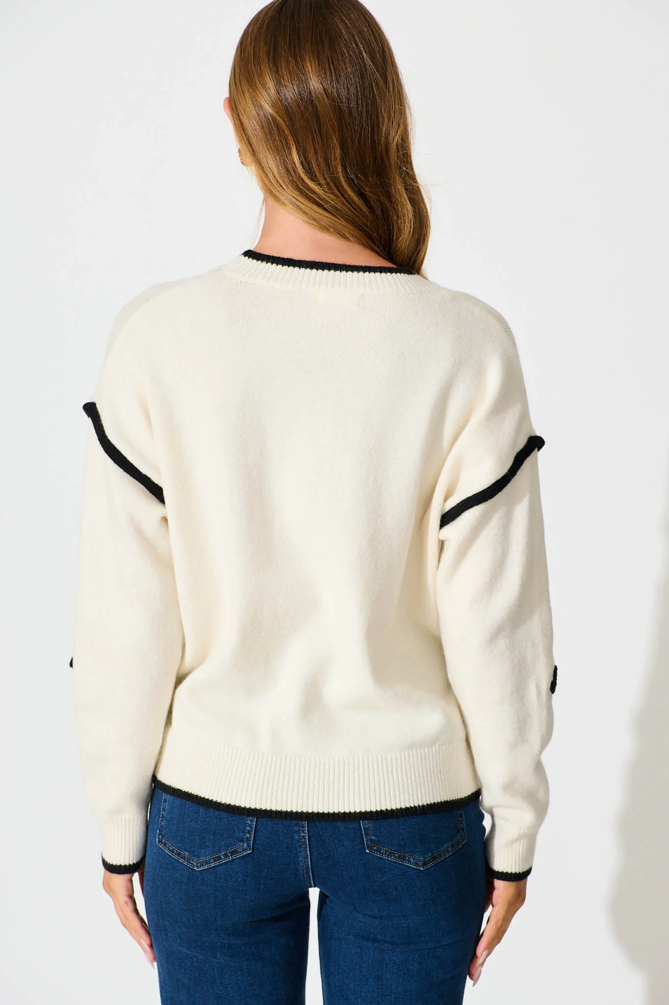 Angie Knit in Cream with Black Heart Wool Blend - Image 6