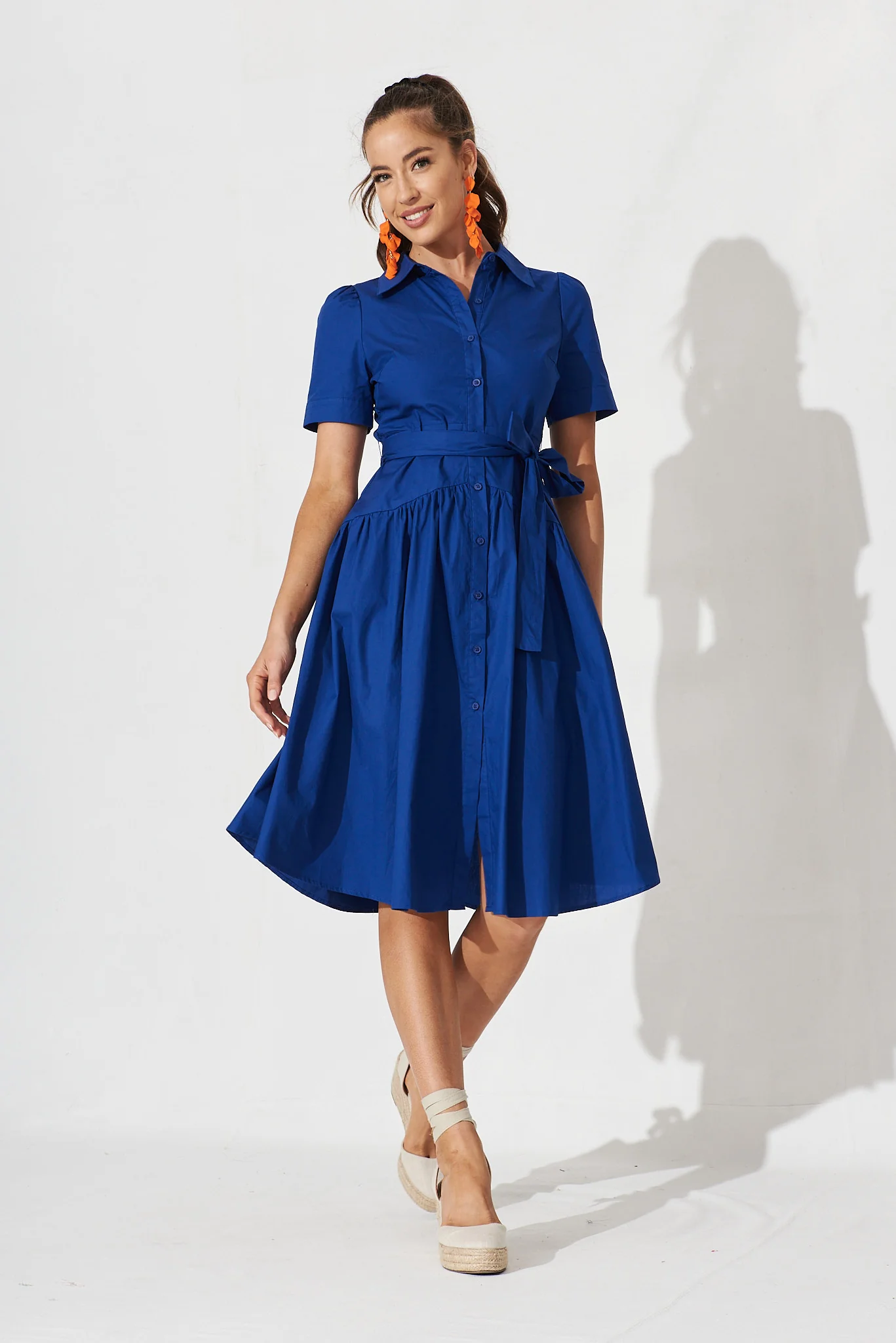 Annmarie Midi Shirt Dress In Royal Blue