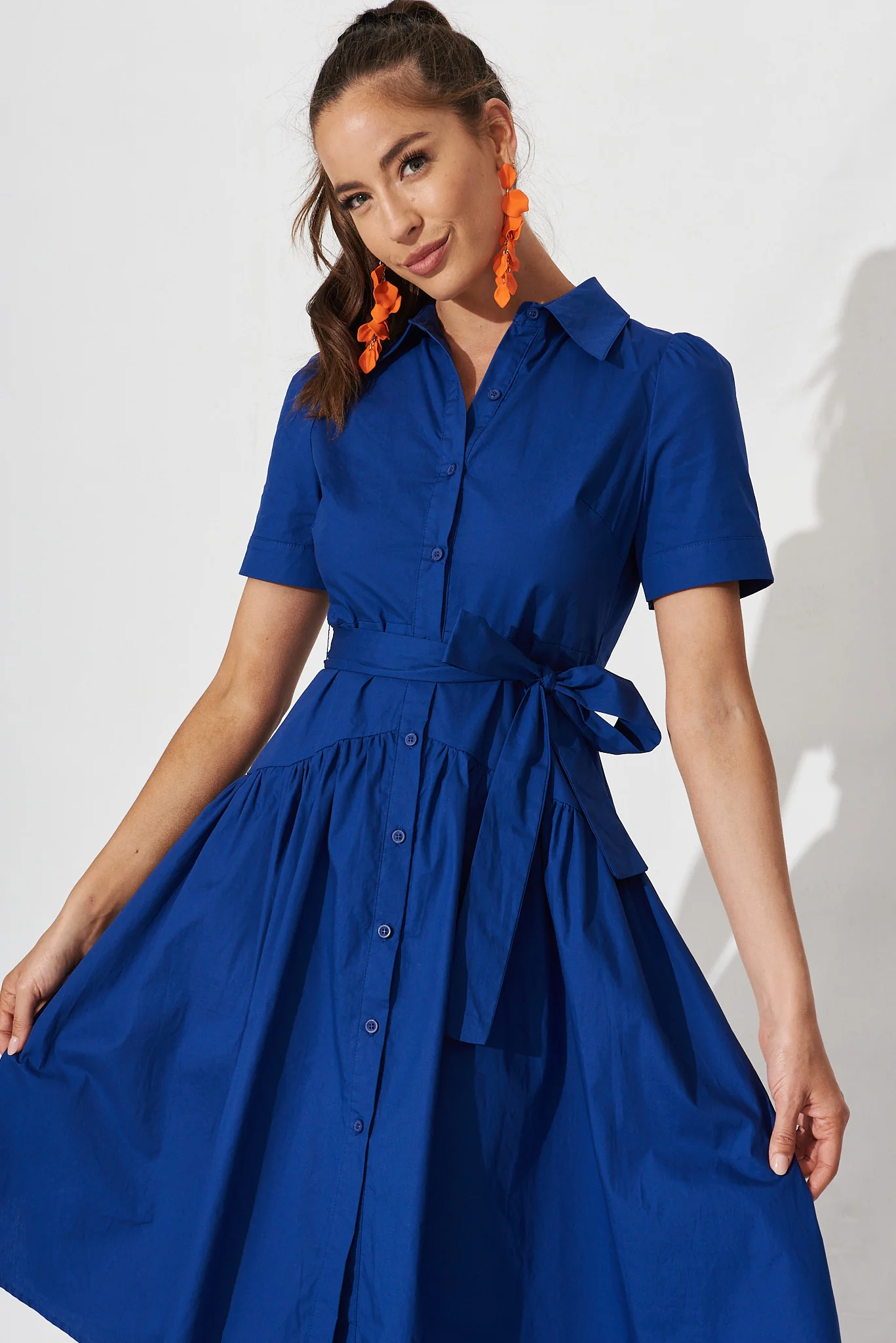 Annmarie Midi Shirt Dress In Royal Blue - Image 2