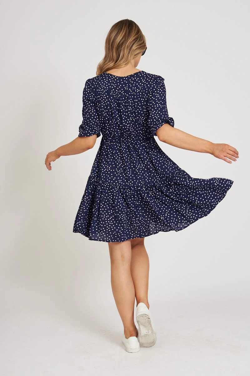Apollo Dress in Navy Spot - Image 3