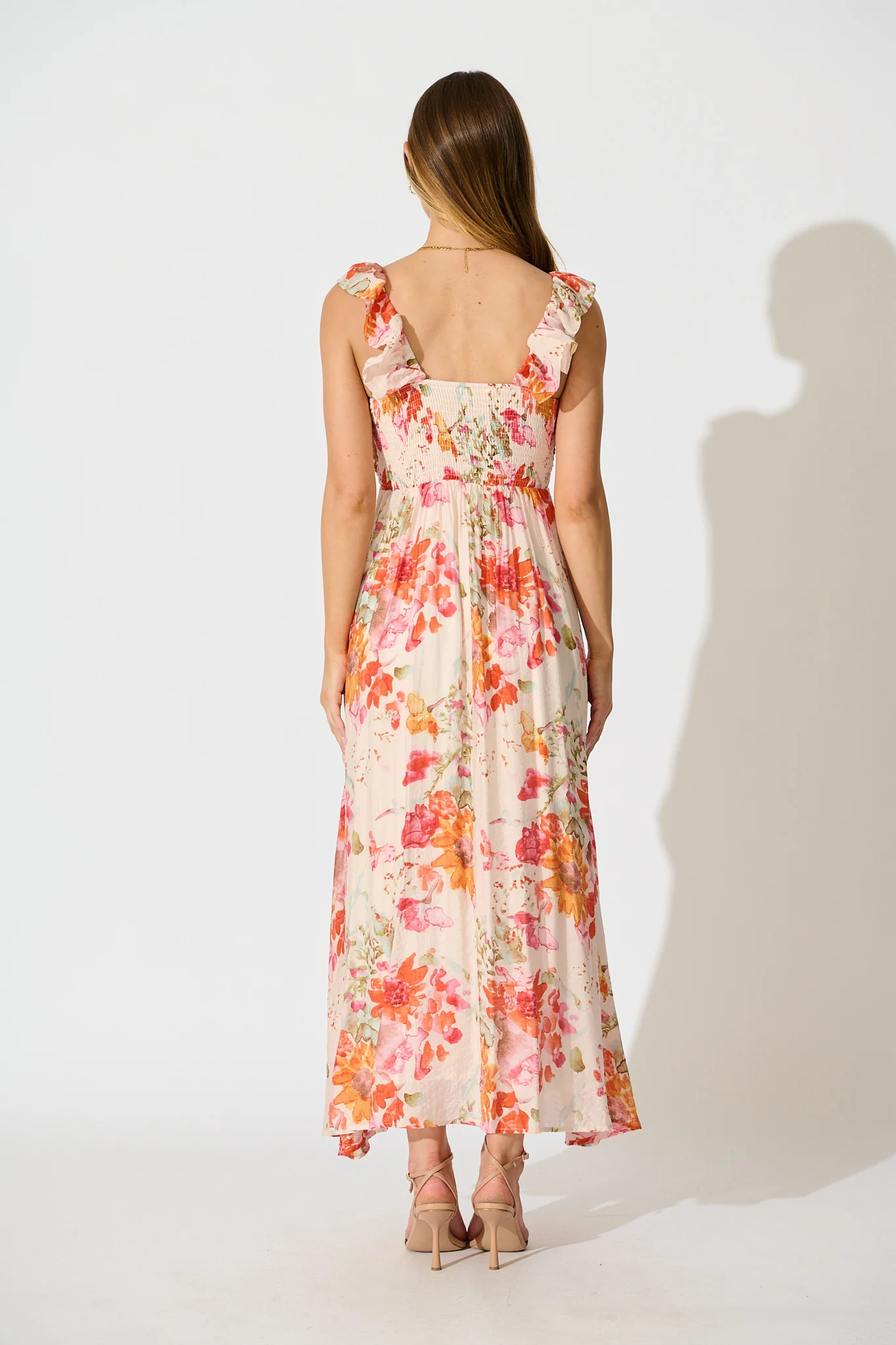 Apryl Maxi Dress in Blush with Tangerine Floral - Image 4