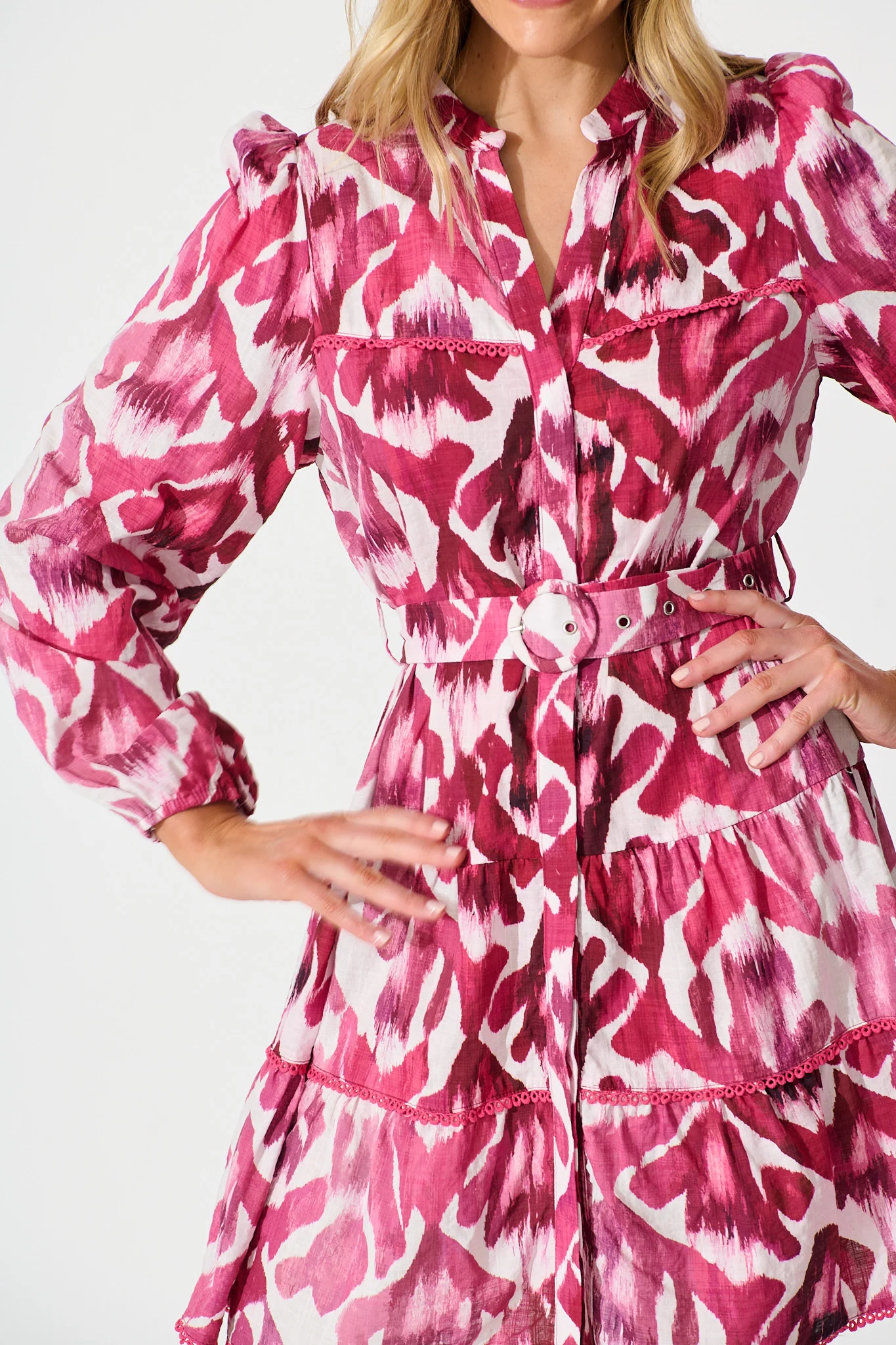 Art Of Attraction Dress in Wine with Pink Cotton Blend - Image 5