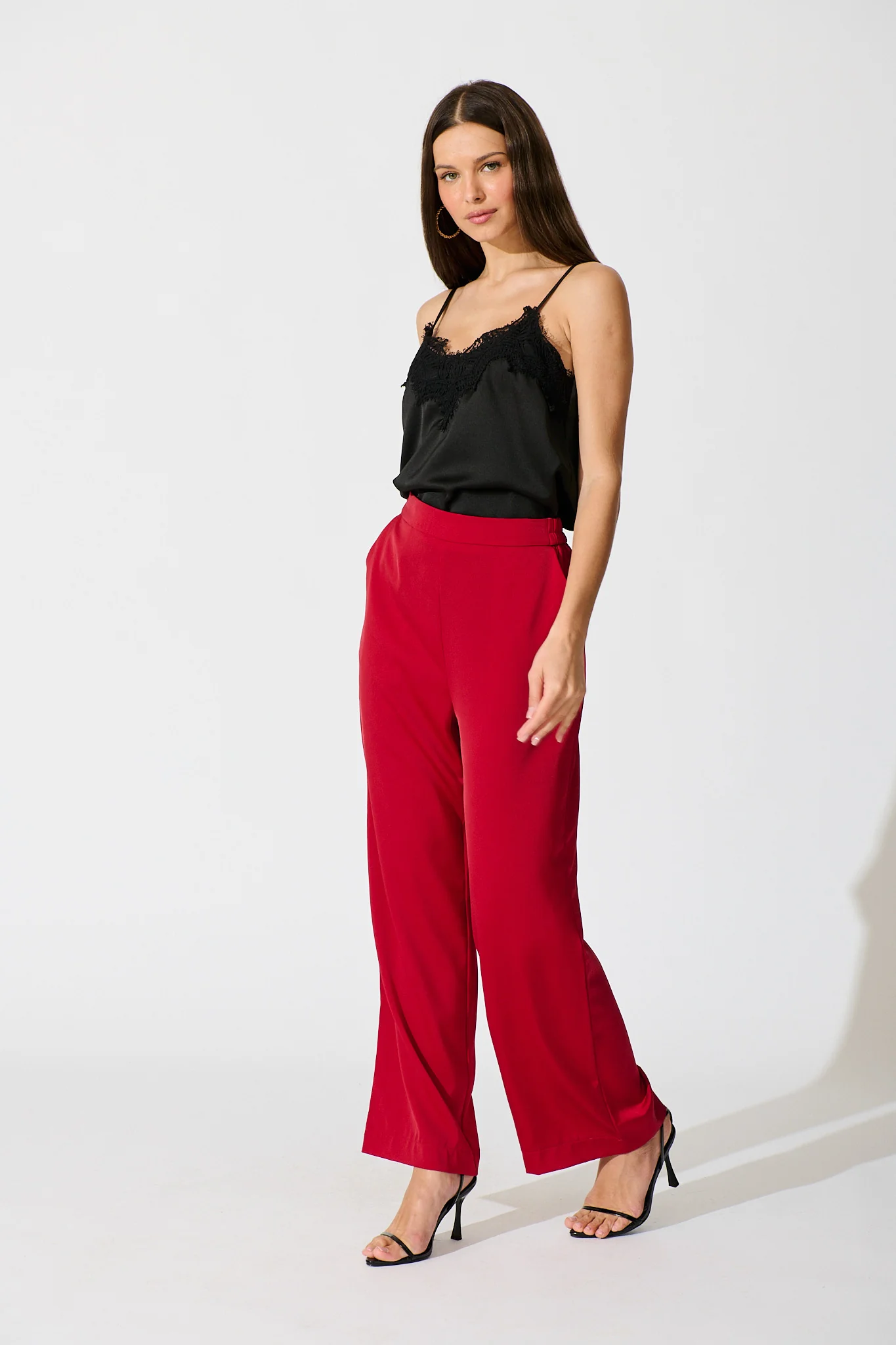 Aubree Pant in Red Satin - Image 4
