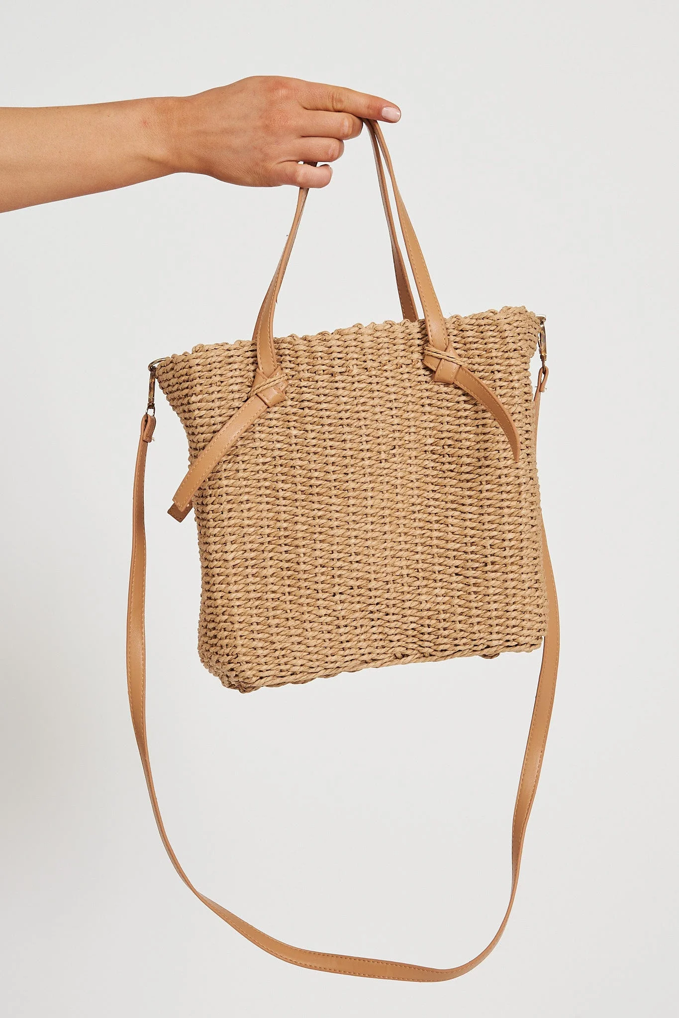 Loeffler Straw Bag In Tan