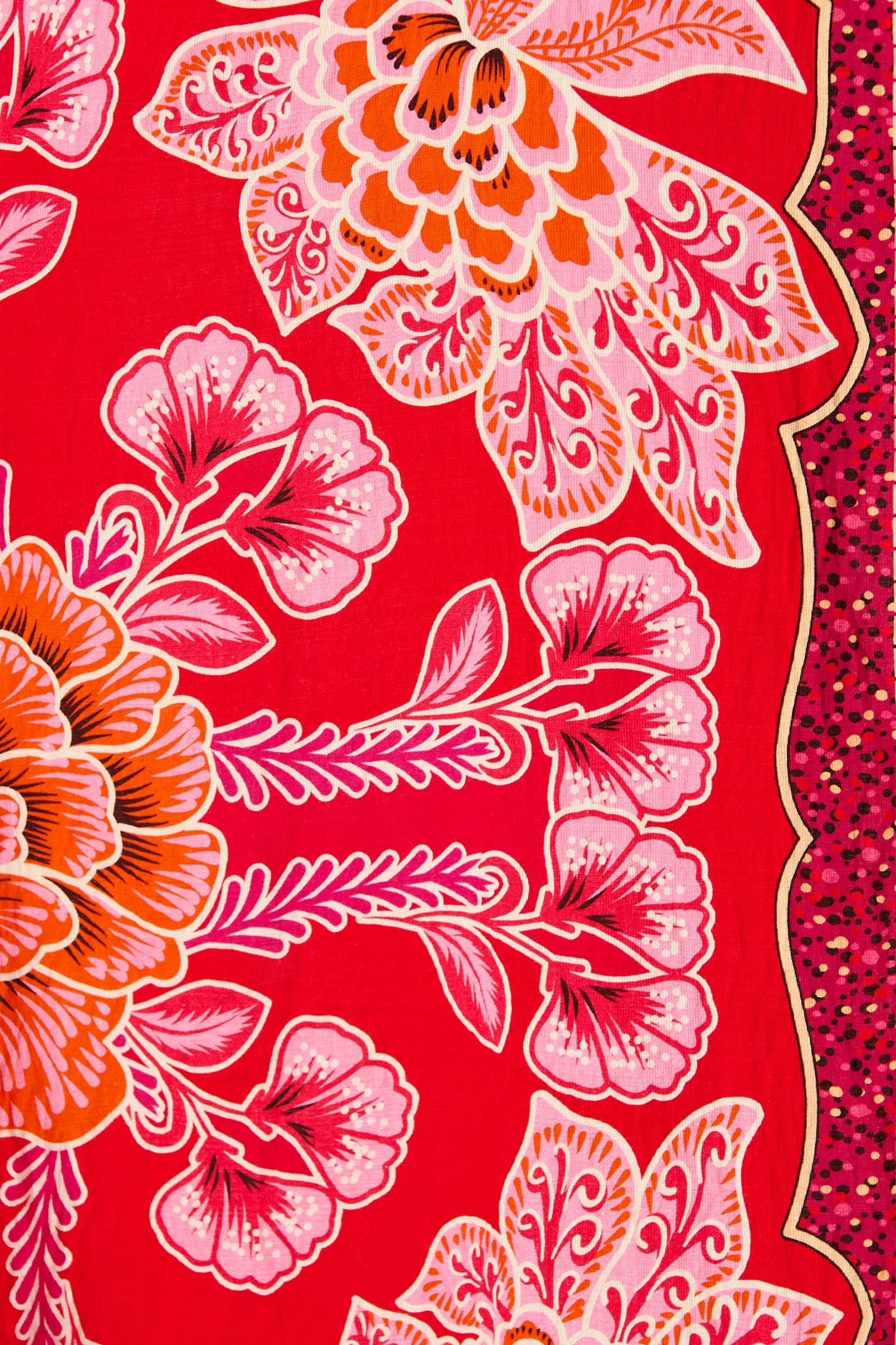 Aurelina Maxi Shirt Dress In Red Flower Linen Blend - Image 6