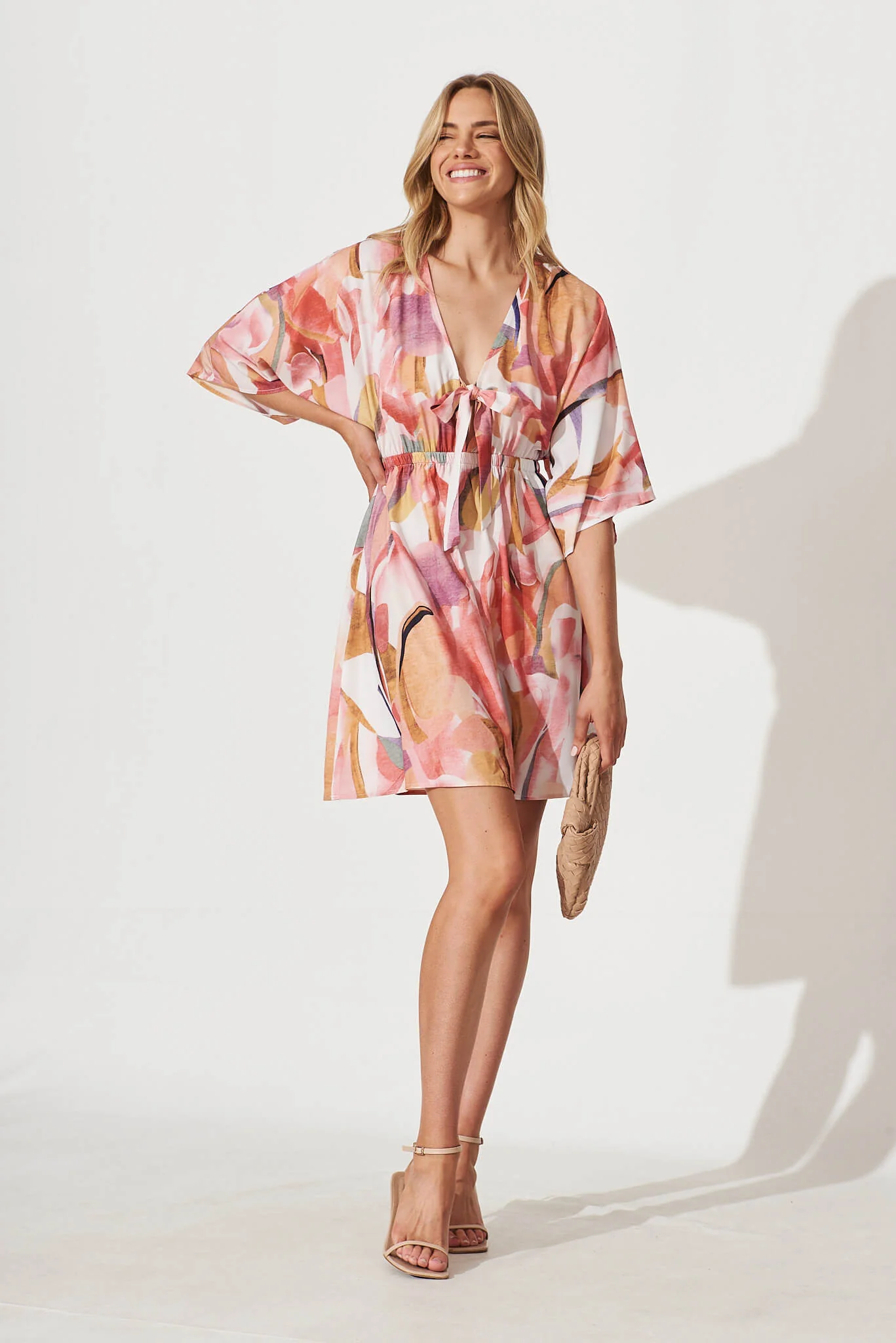 Ava Dress In White With Multi Apricot Floral - Image 4