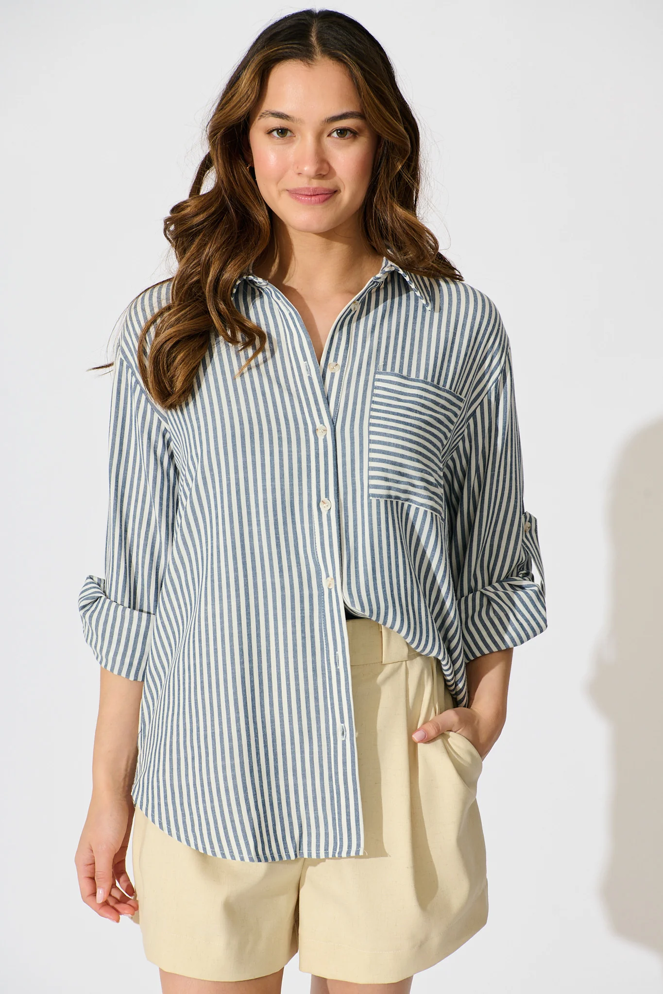 Avenly Shirt in Blue Stripe - Image 2
