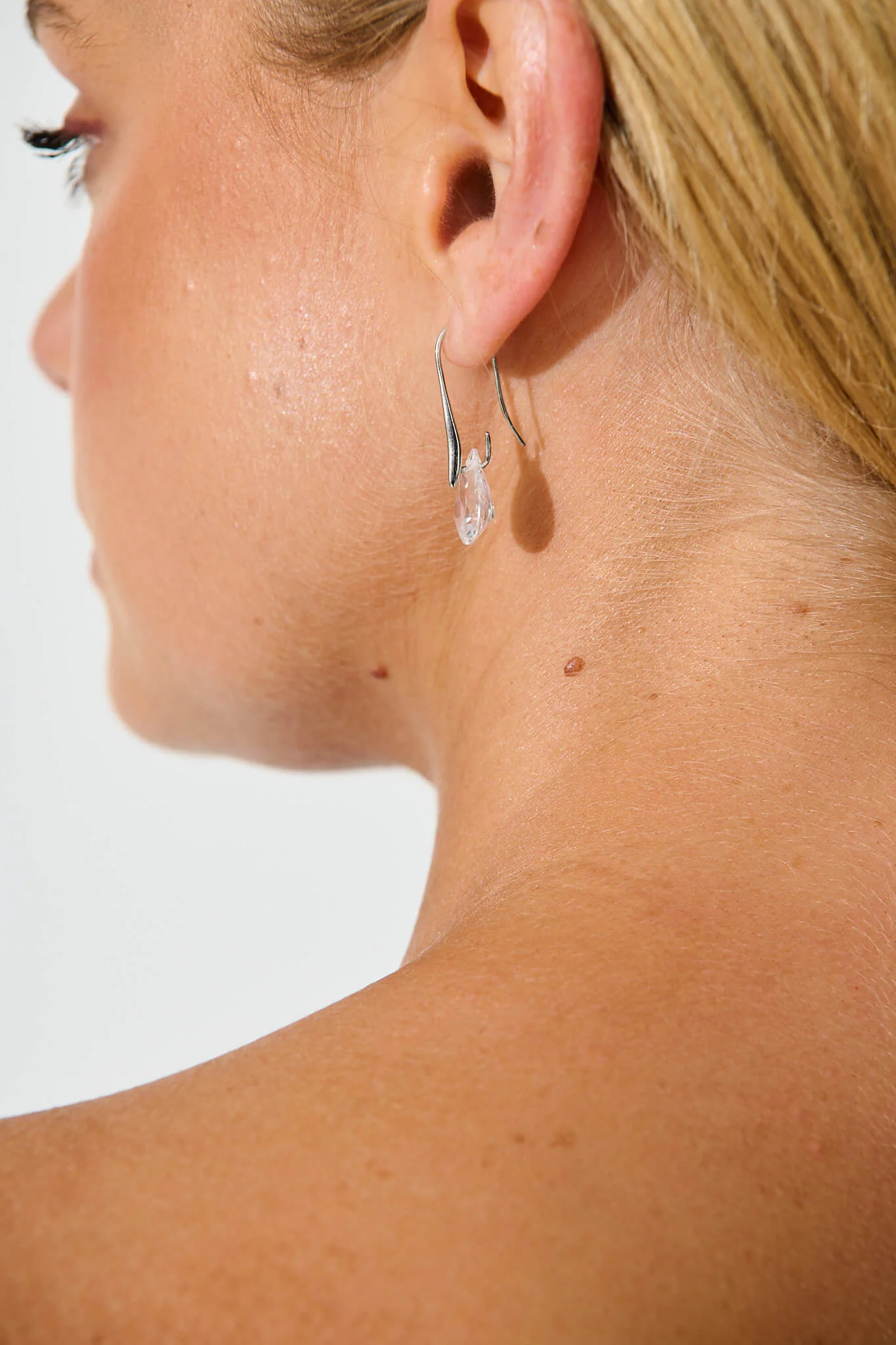 Avis Hook Earrings in Silver with Diamante - Image 5