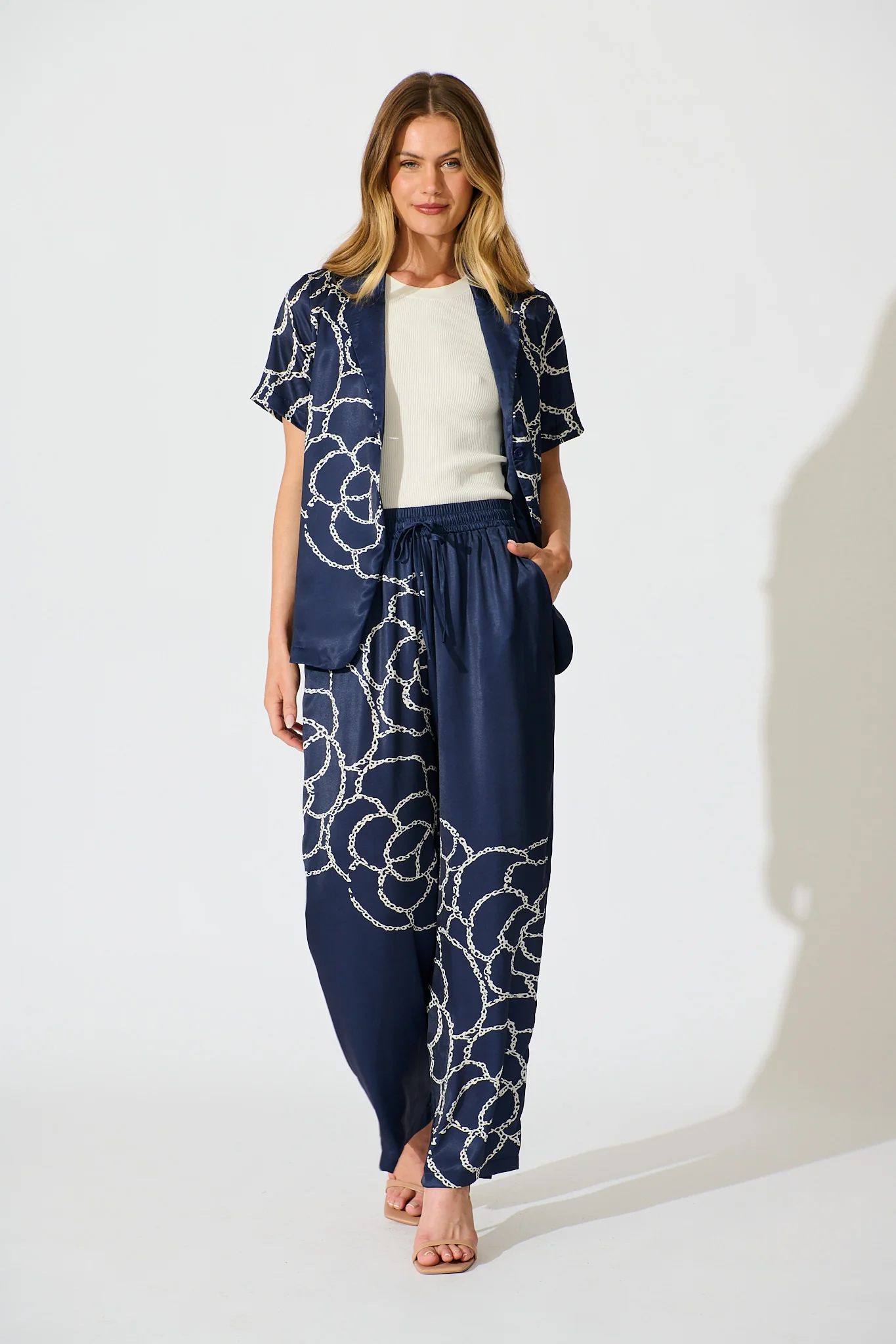 Ayanda Pant in Navy Floral Satin - Image 4