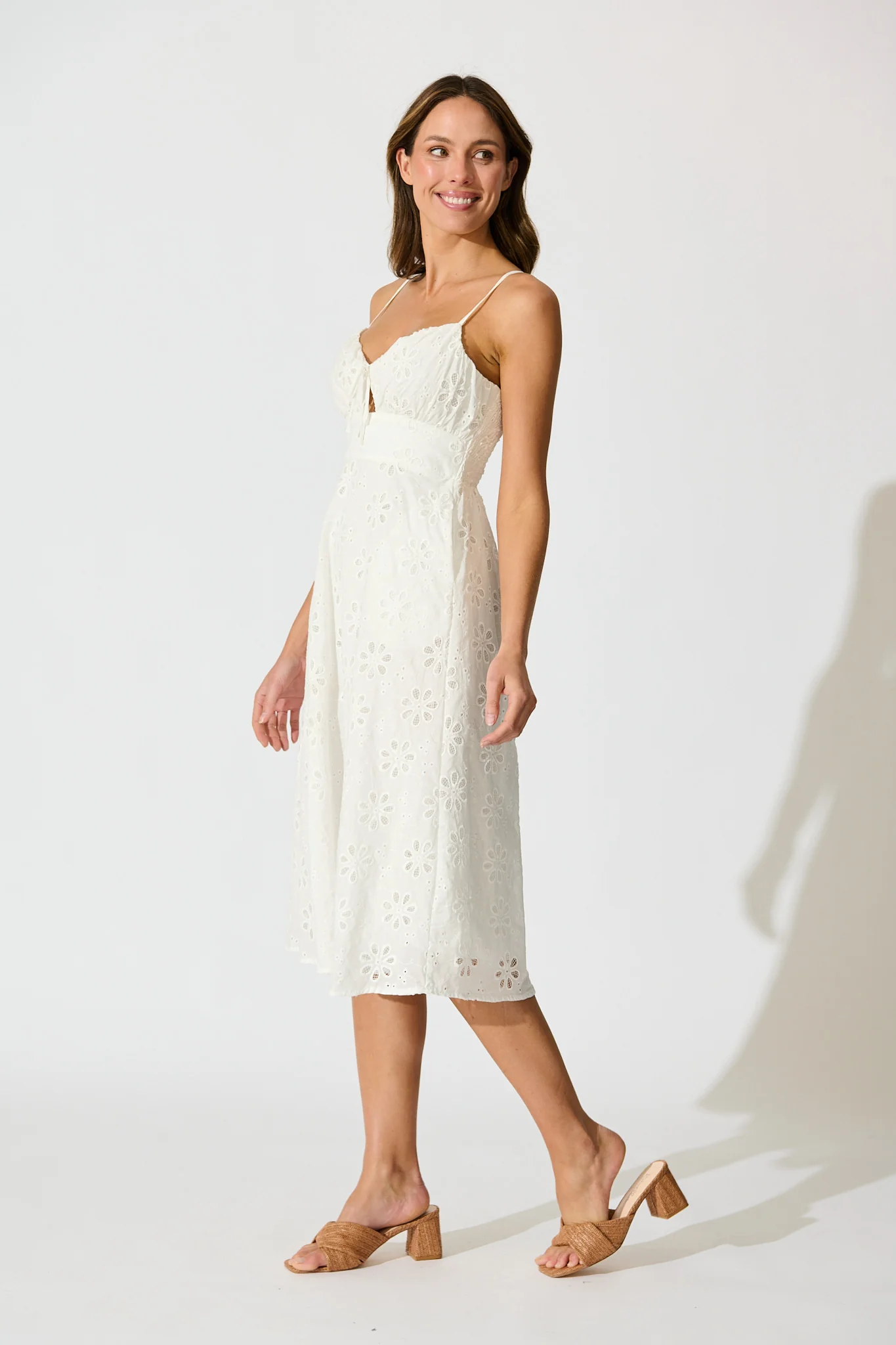 Ballamy Midi Sundress In White Embroidery Cotton - Image 3