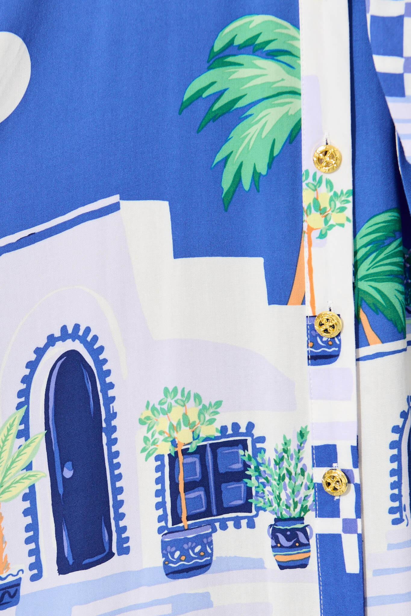 Bella Maxi Shirt Dress in Blue with White Print - Image 6