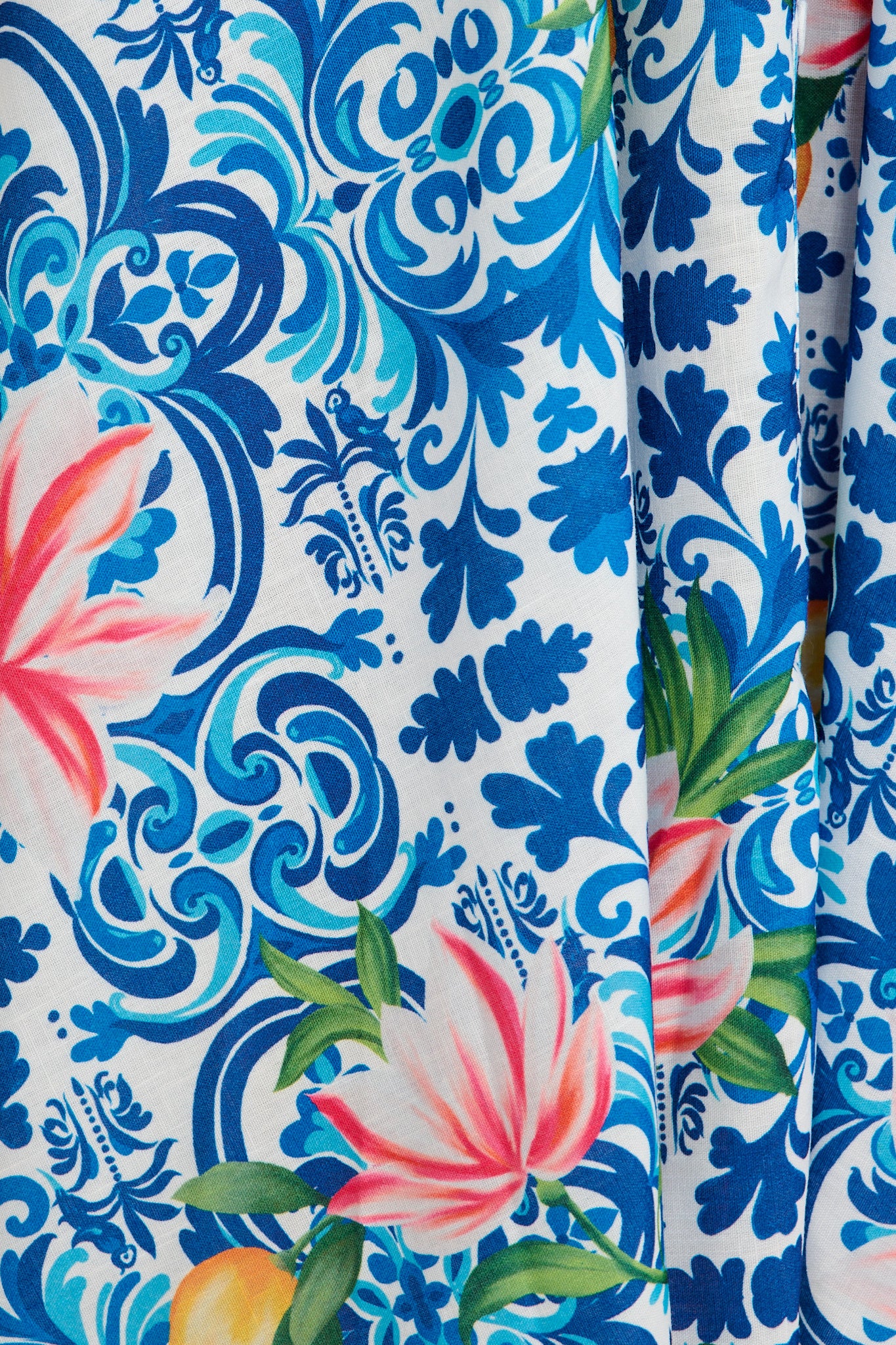 Belle Maxi Shirt Dress in Blue Multi Tiles Print Linen Blend - Image 6