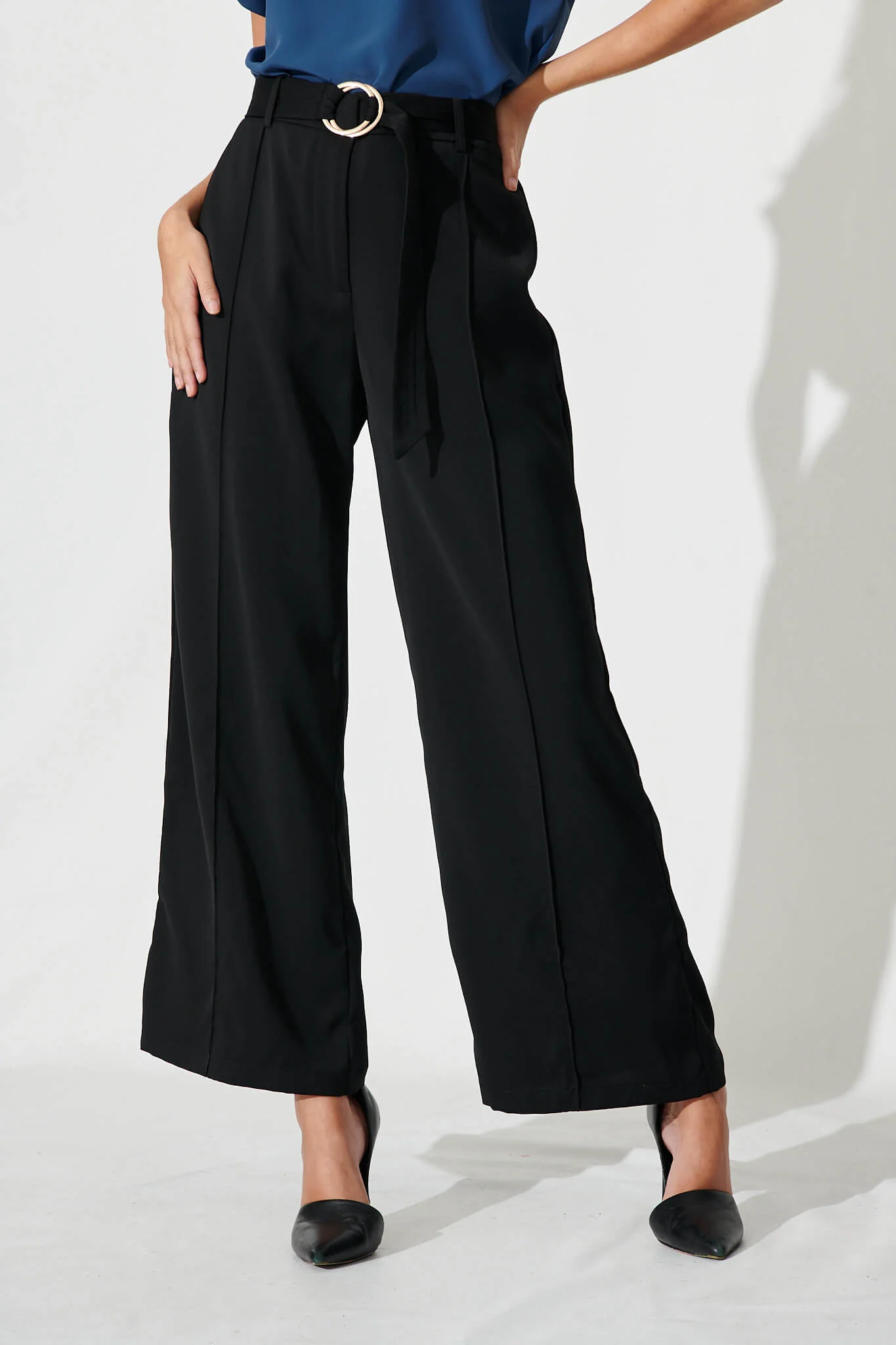 Belvia Wide Leg Pant in Black