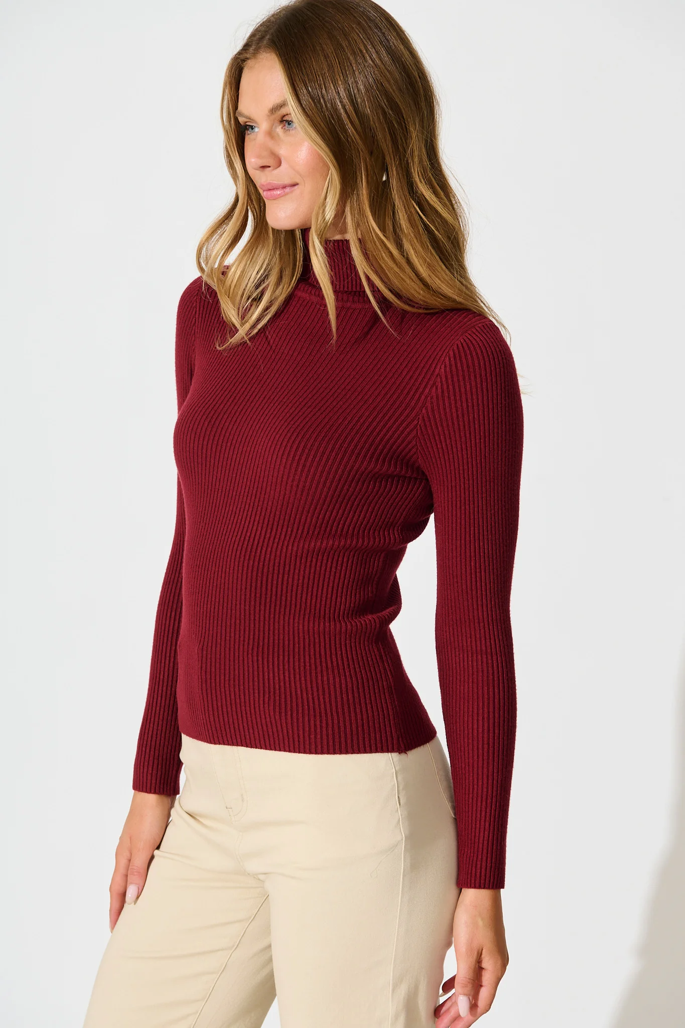 Bernice Knit Top in Wine - Image 2