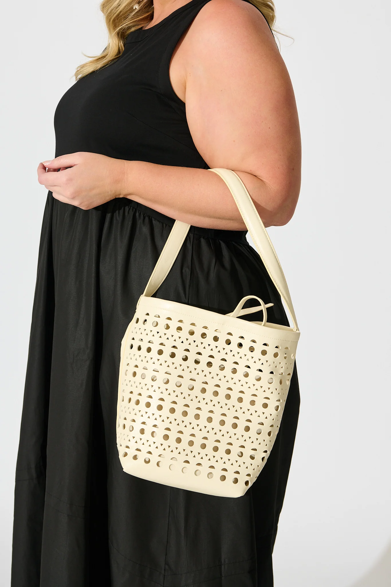 Bianca Tote Bag in White Laser Cut - Image 4