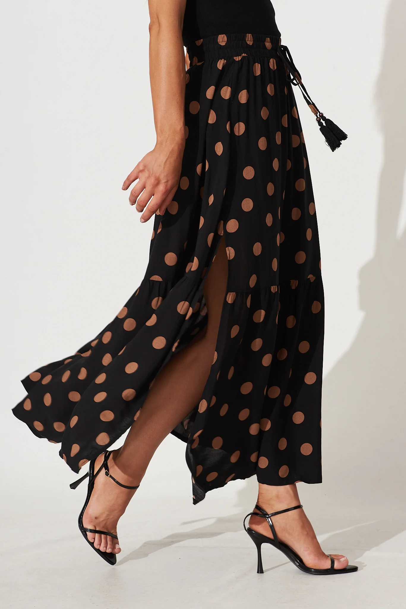 Bilboa Maxi Skirt In Black With Brown Spot - Image 3