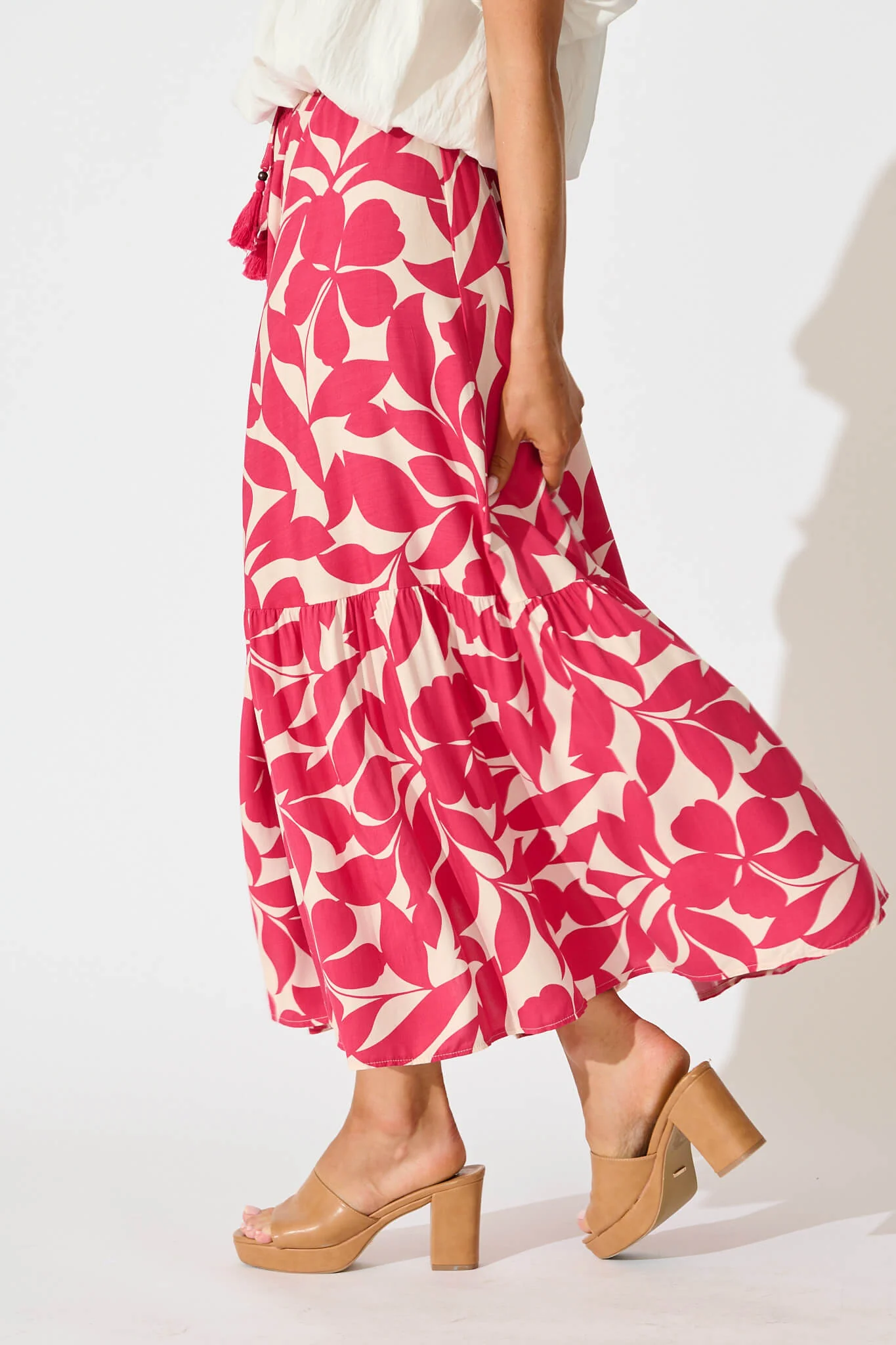 Bilboa Maxi Skirt In Pink Leaf - Image 2