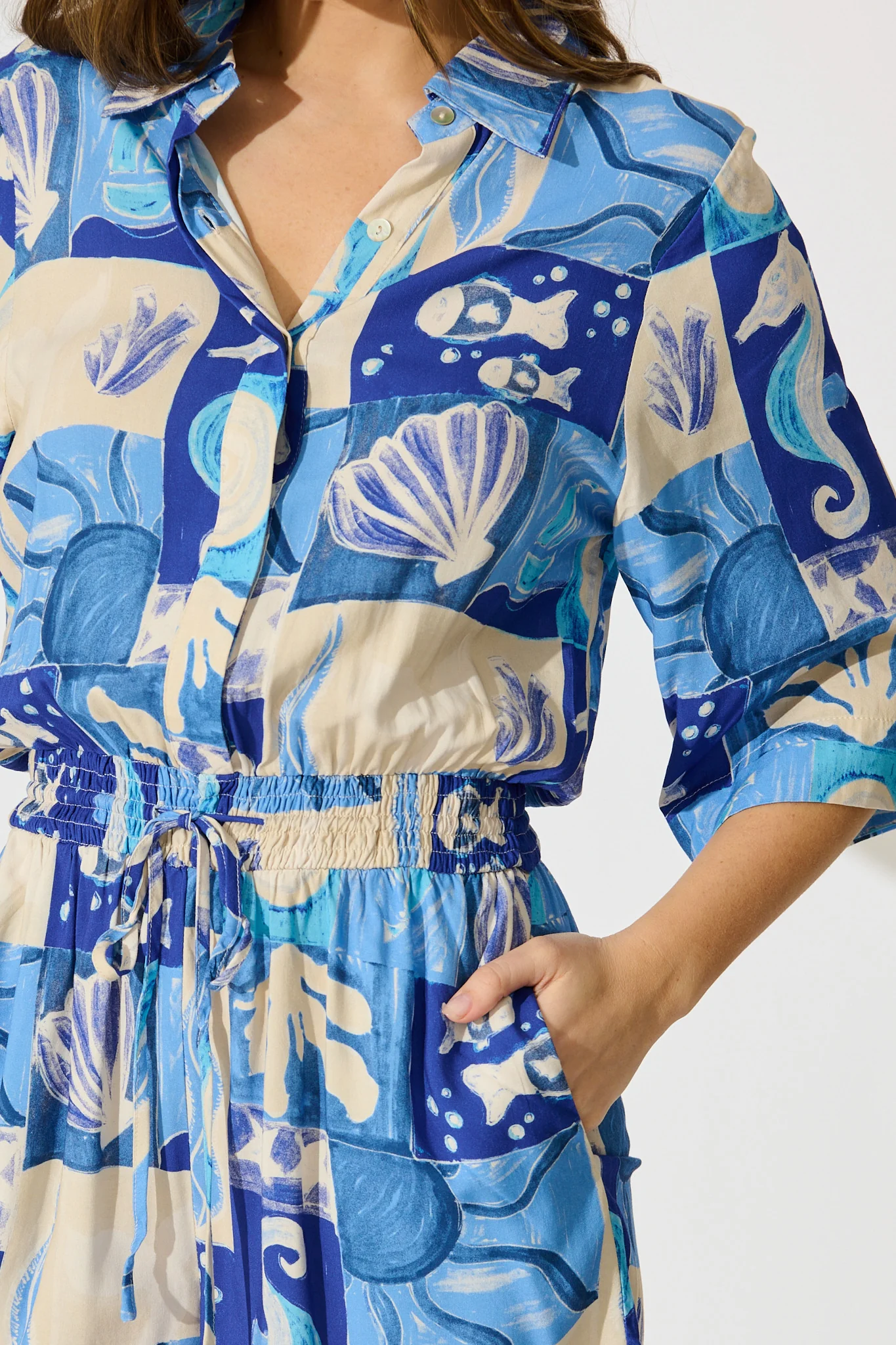 Billini Playsuit in Blue Sea Shell Print - Image 5