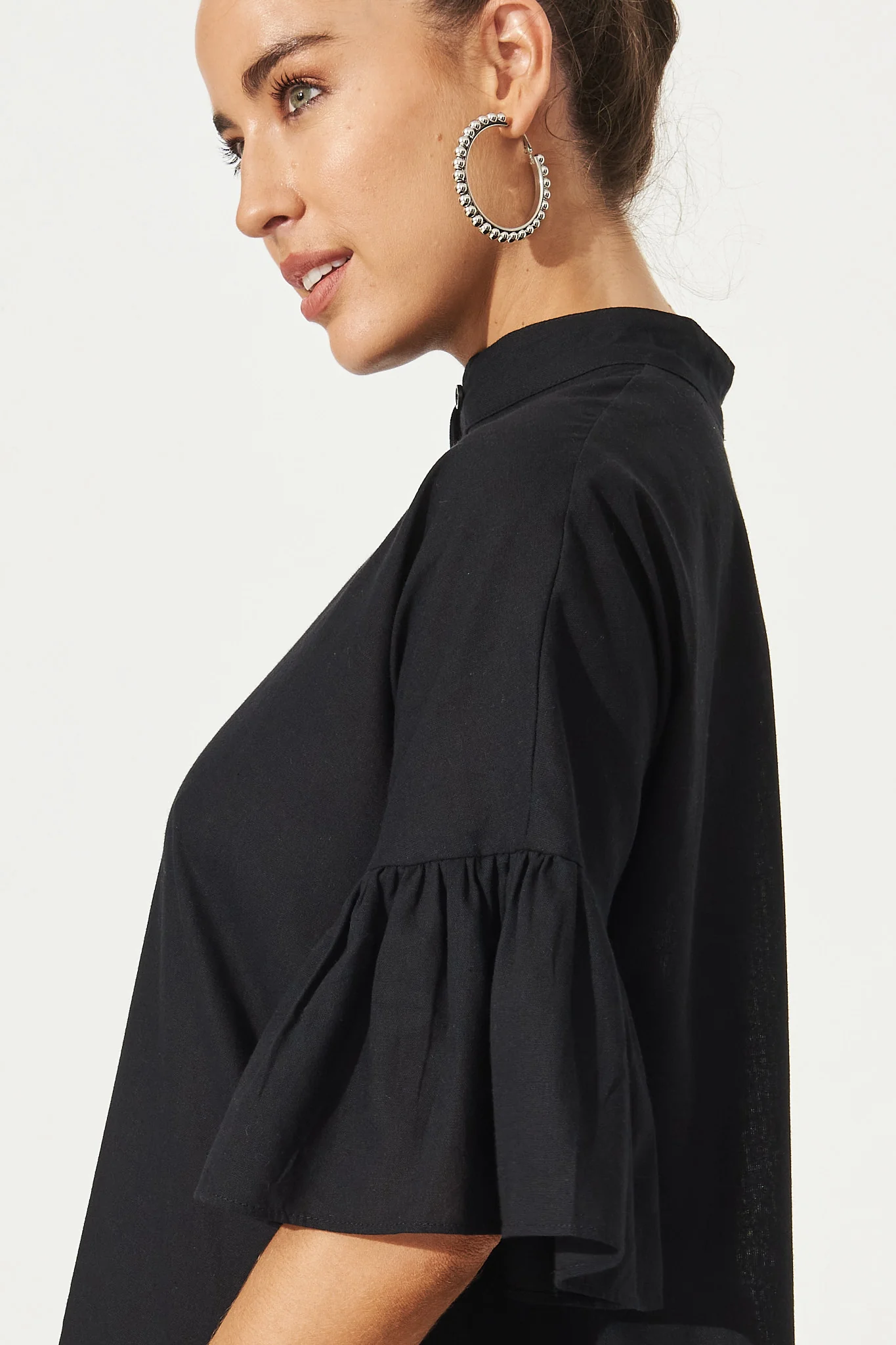 Blaire Smock Dress In Black Cotton Blend - Image 5