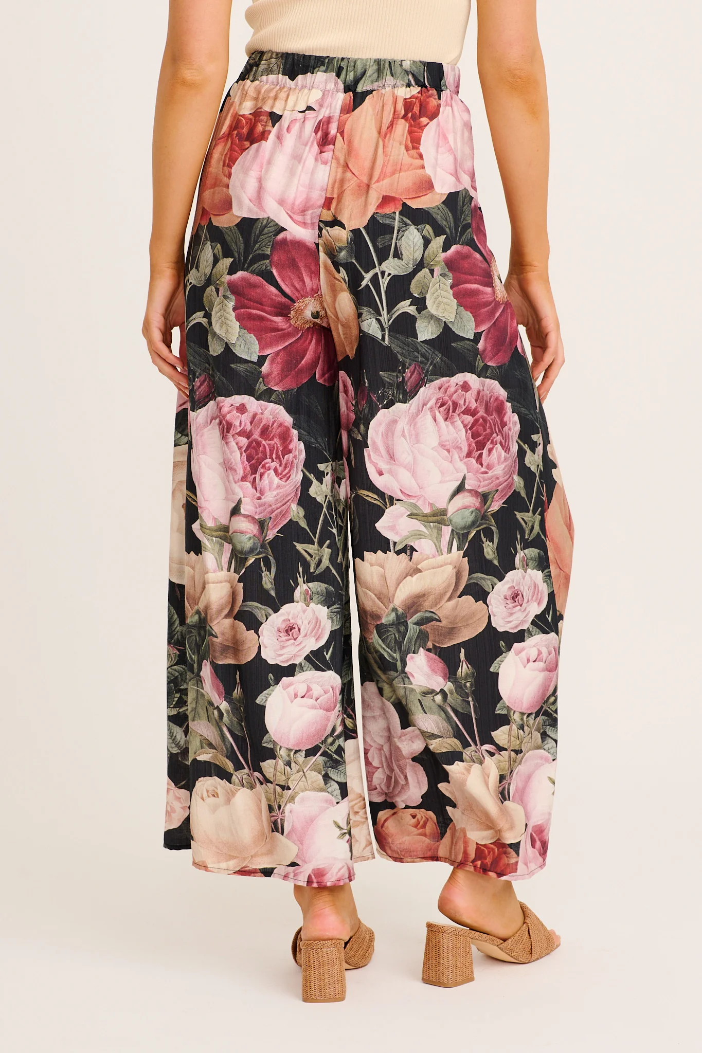Blissfully Pant in Black Multi Floral Linen Blend - Image 3